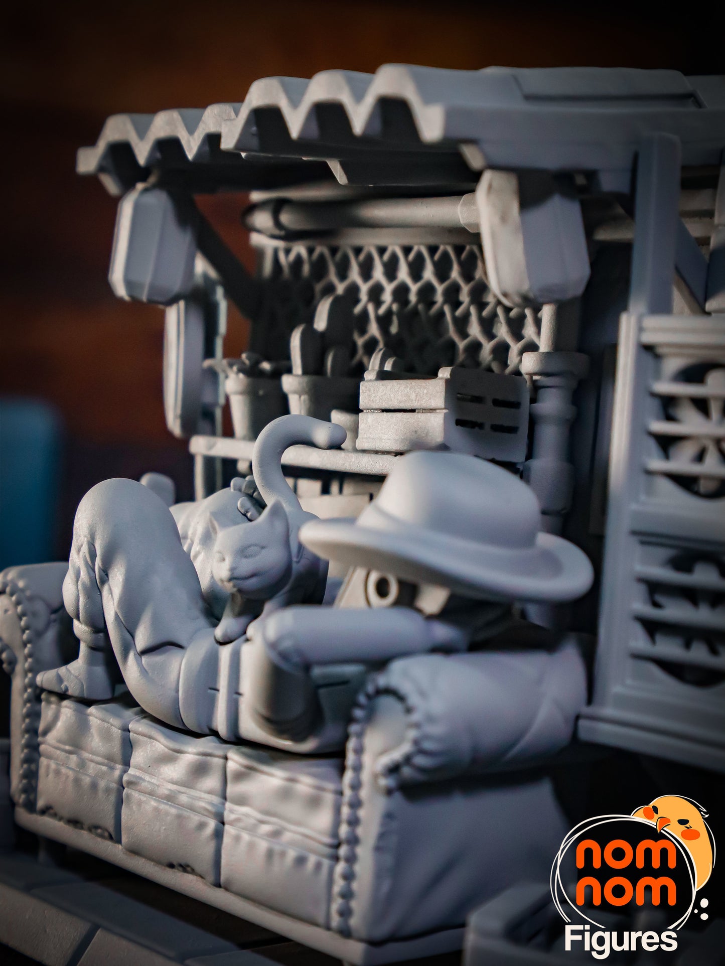 Stray Game Diorama | 4.5" Resin Model Kit | DIY Cat at Rest Stop in the Slums