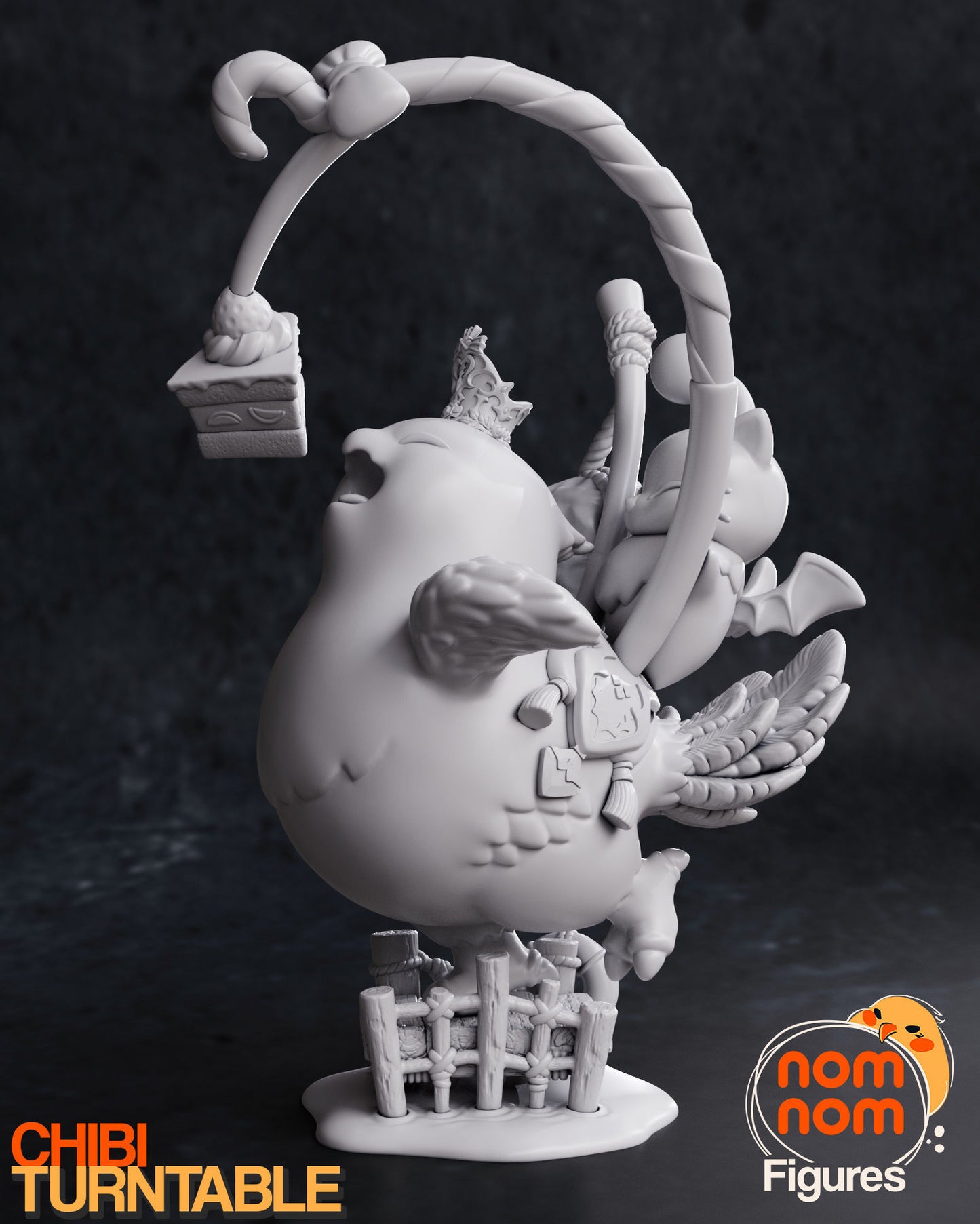 Chibi Chonky Chocobo & Moogle | 5.5" Resin Model Kit | DIY Final Fantasy Cake Scene