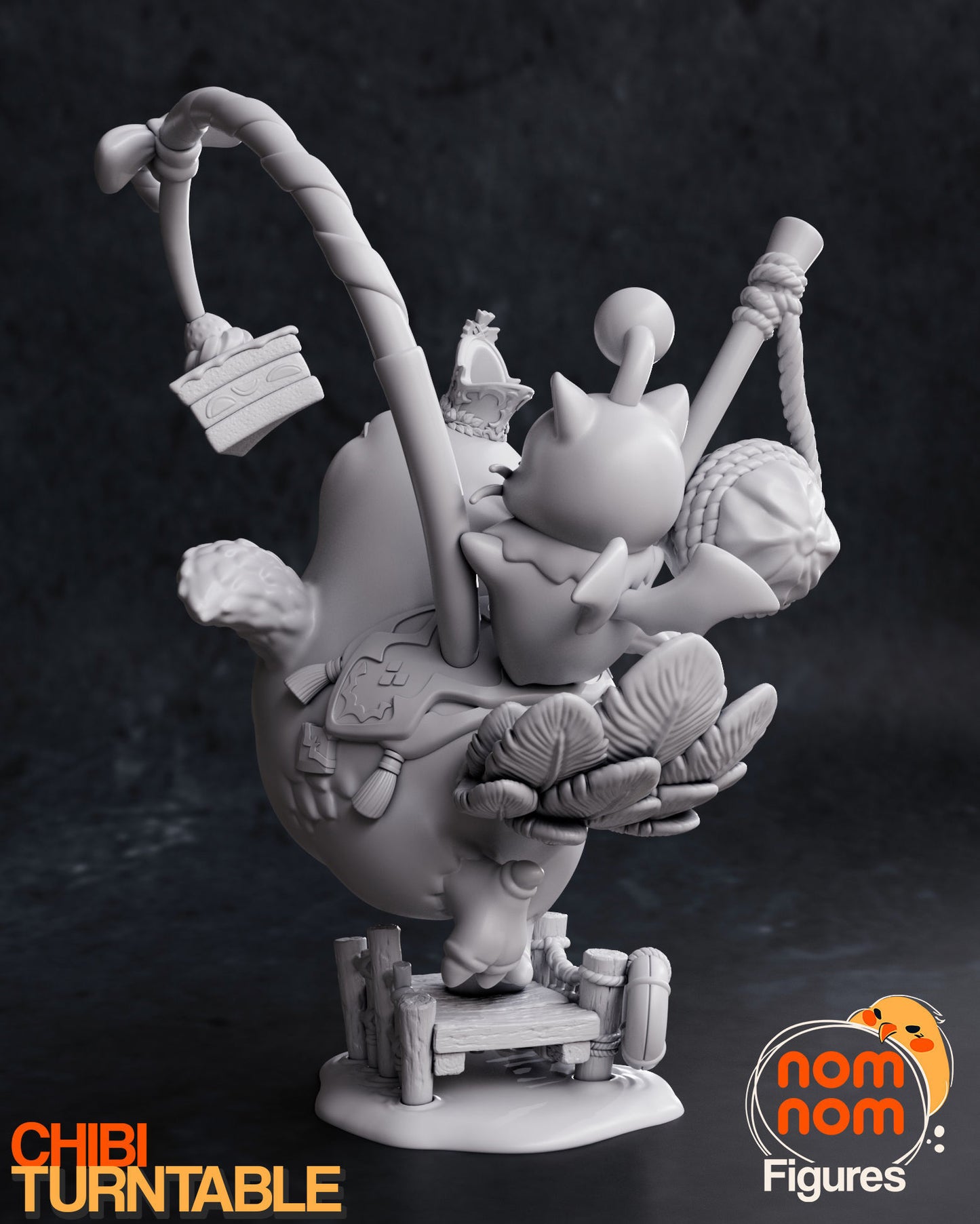 Chibi Chonky Chocobo & Moogle | 5.5" Resin Model Kit | DIY Final Fantasy Cake Scene