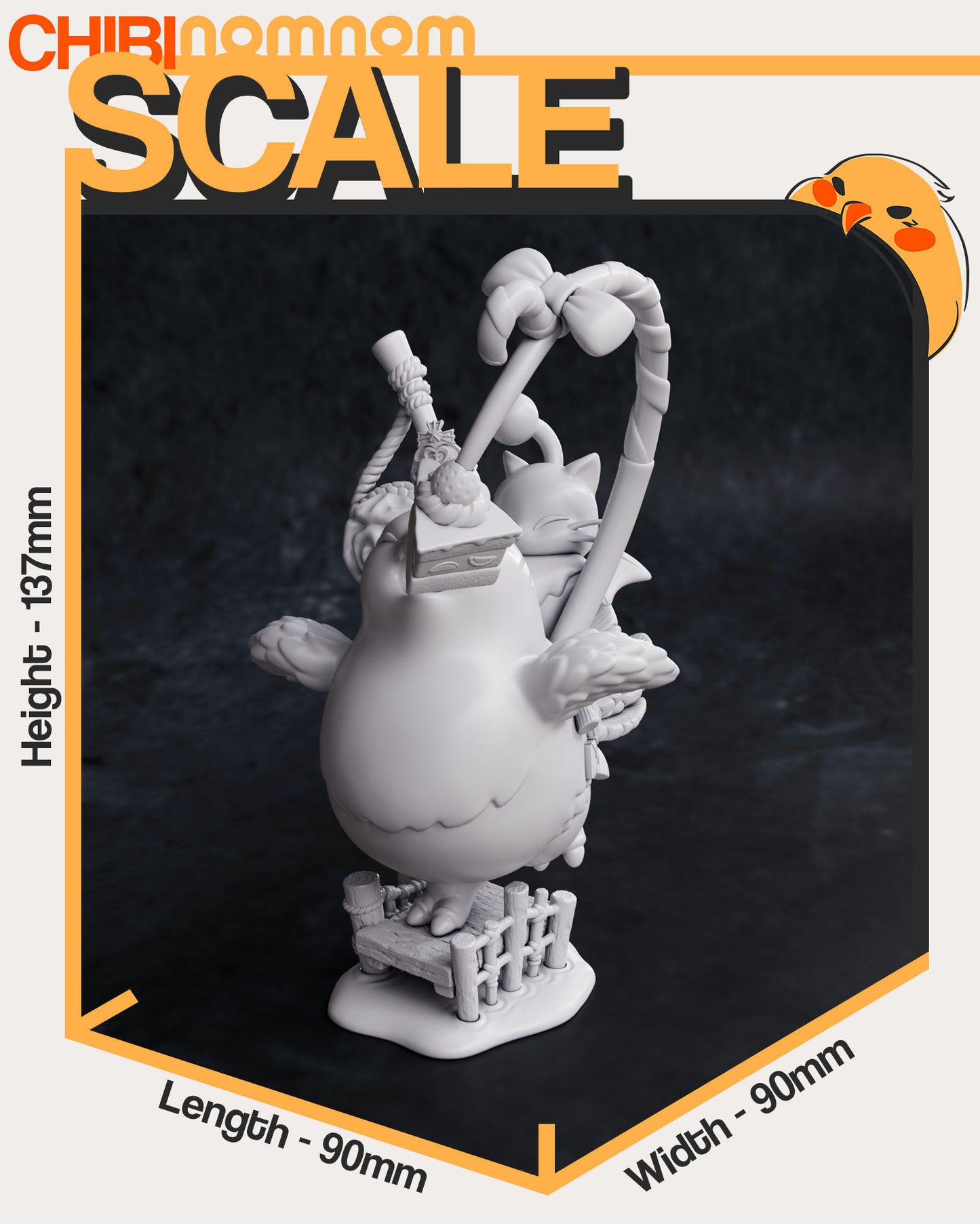 Chibi Chonky Chocobo & Moogle | 5.5" Resin Model Kit | DIY Final Fantasy Cake Scene