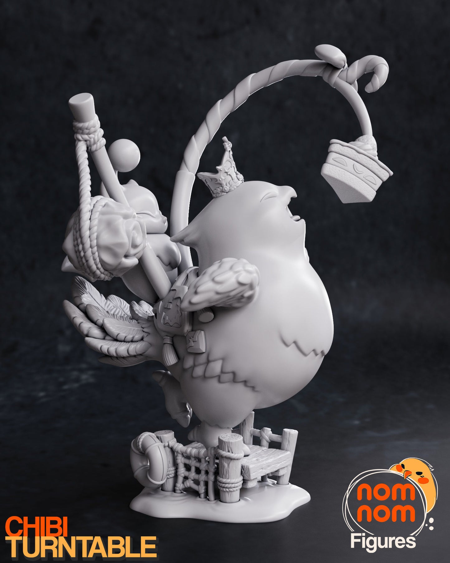 Chibi Chonky Chocobo & Moogle | 5.5" Resin Model Kit | DIY Final Fantasy Cake Scene