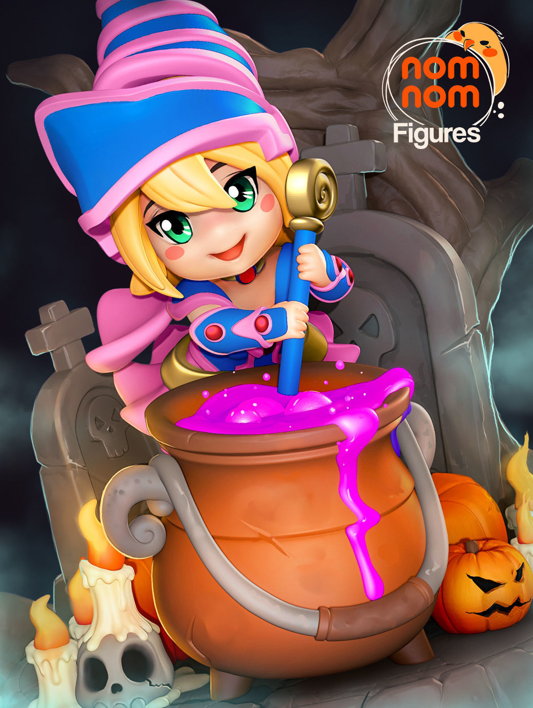 Chibi Dark Magician Girl | 3.5-Inch Resin Model Kit | DIY YuGiOh Spellcaster
