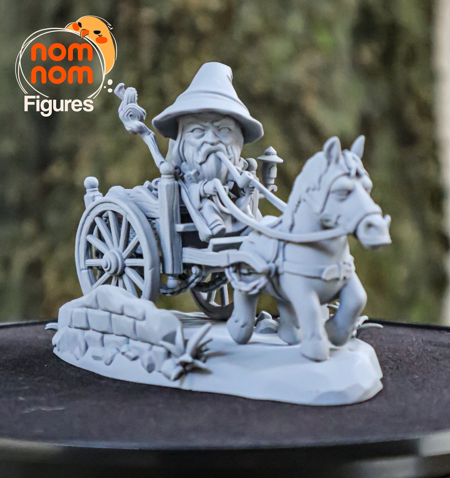 Chibi Gandalf the Grey | 3" Resin Model Kit | DIY Lord of the Rings Wizard with Cart
