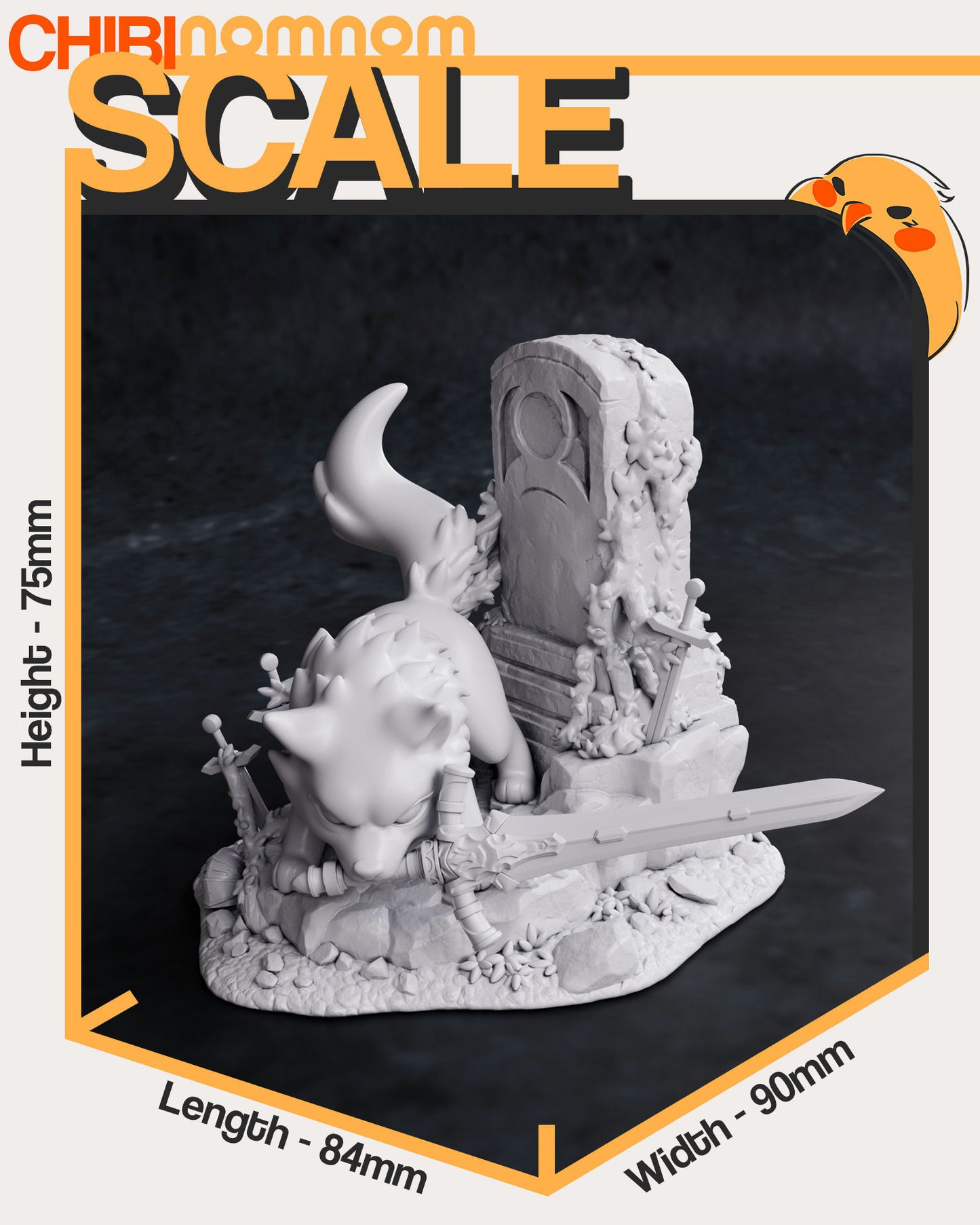 Chibi Great Grey Wolf Sif | 3" Resin Model Kit | DIY Dark Souls Legendary Wolf