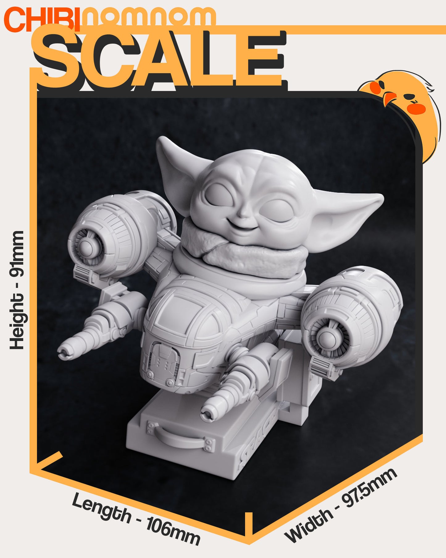 Chibi Grogu  | 3" Resin Model Kit | DIY Razor Crest Flight Scene