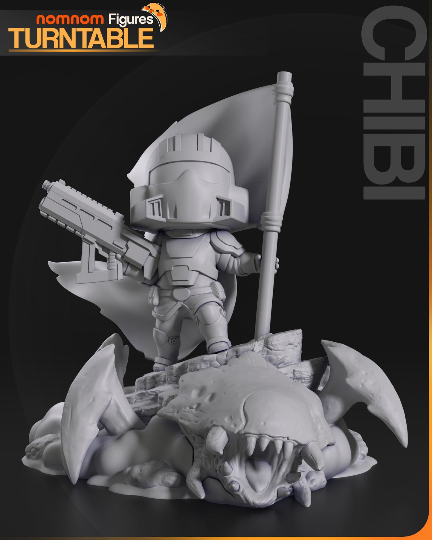 Chibi Helldiver | 3" Resin Model Kit | DIY Helldivers Flag Pose Scene