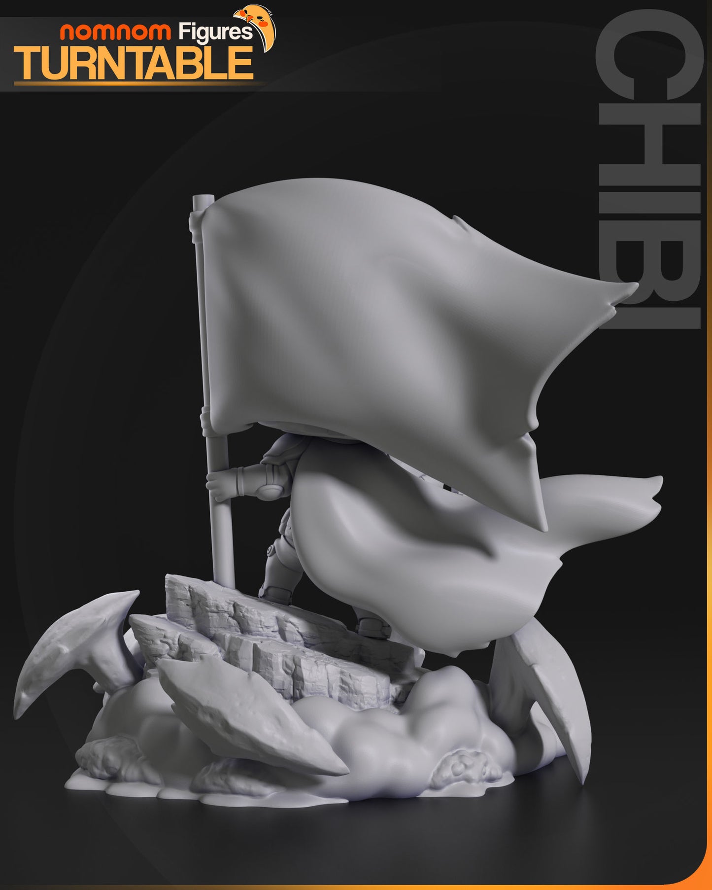 Chibi Helldiver | 3" Resin Model Kit | DIY Helldivers Flag Pose Scene