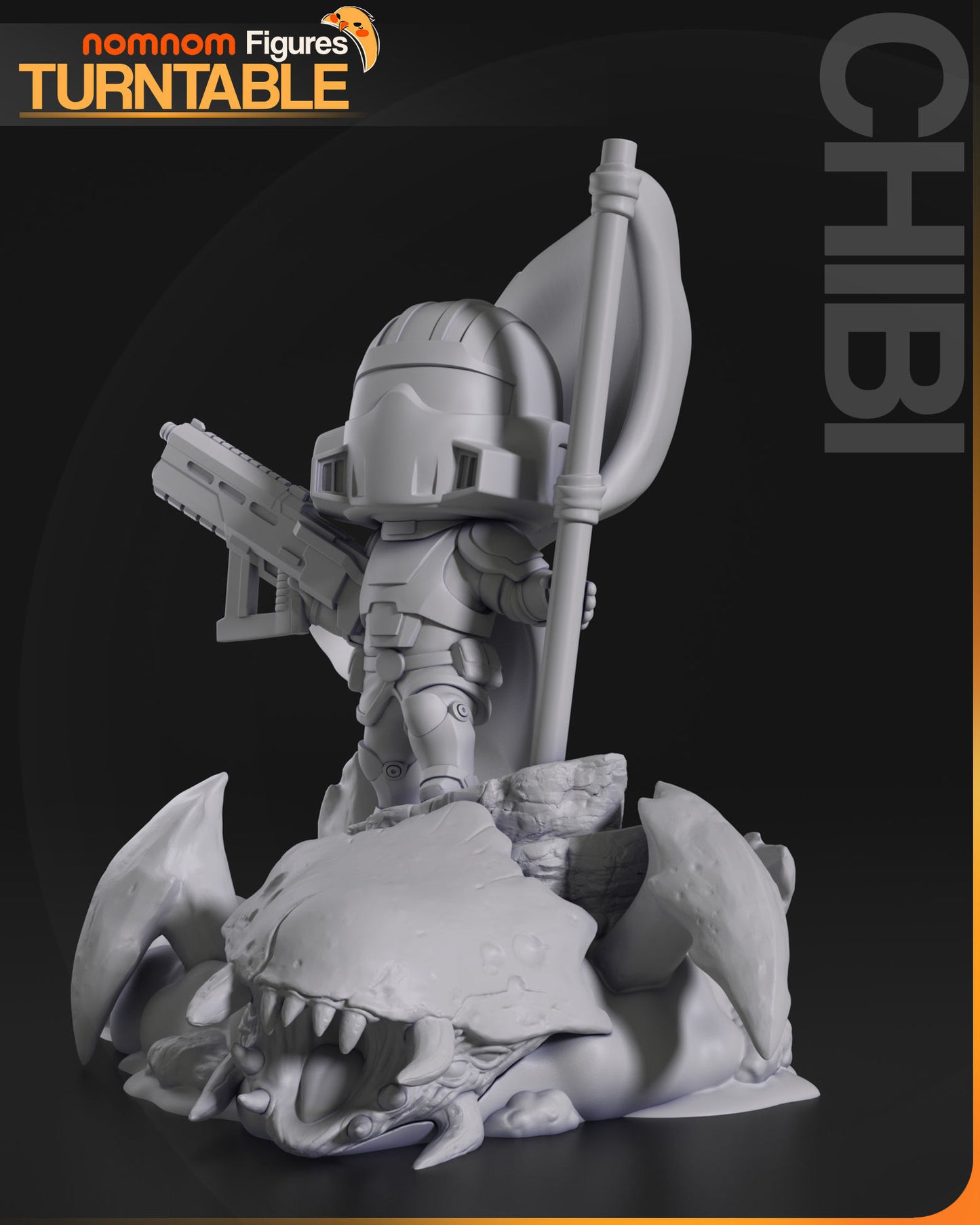 Chibi Helldiver | 3" Resin Model Kit | DIY Helldivers Flag Pose Scene