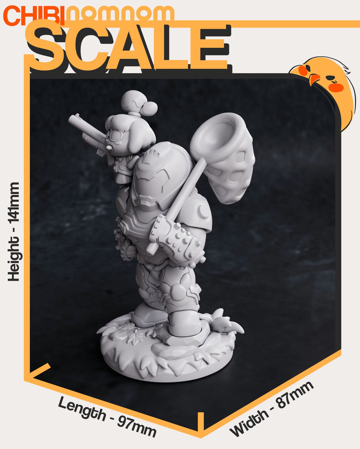 Chibi Isabelle & Doom Slayer Mashup | 5.5" Resin Model Kit | DIY Animal Crossing x DOOM Crossover