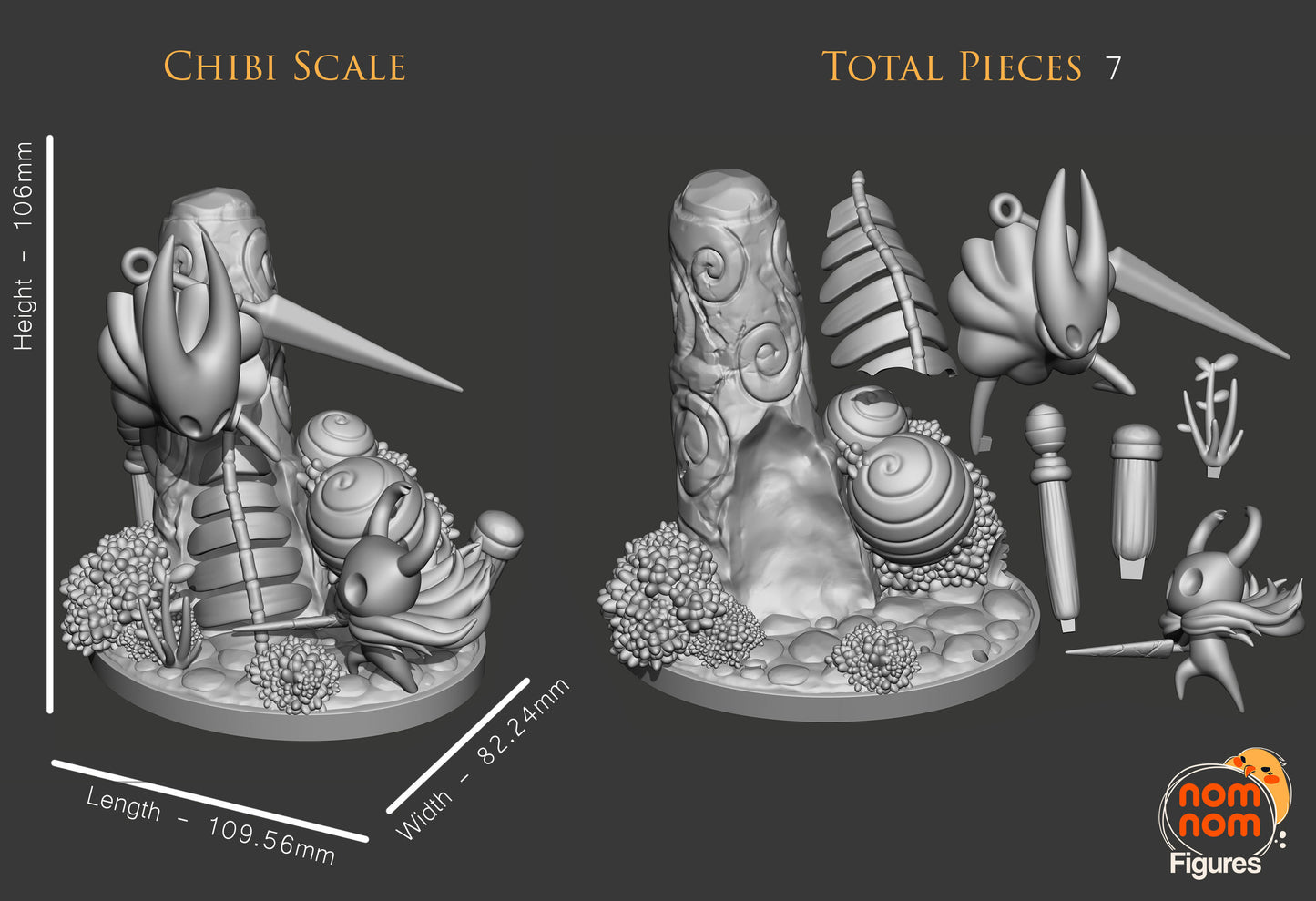 Chibi Knight and Hornet | 4-Inch Resin Model Kit | DIY Hollow Knight Duel Scene