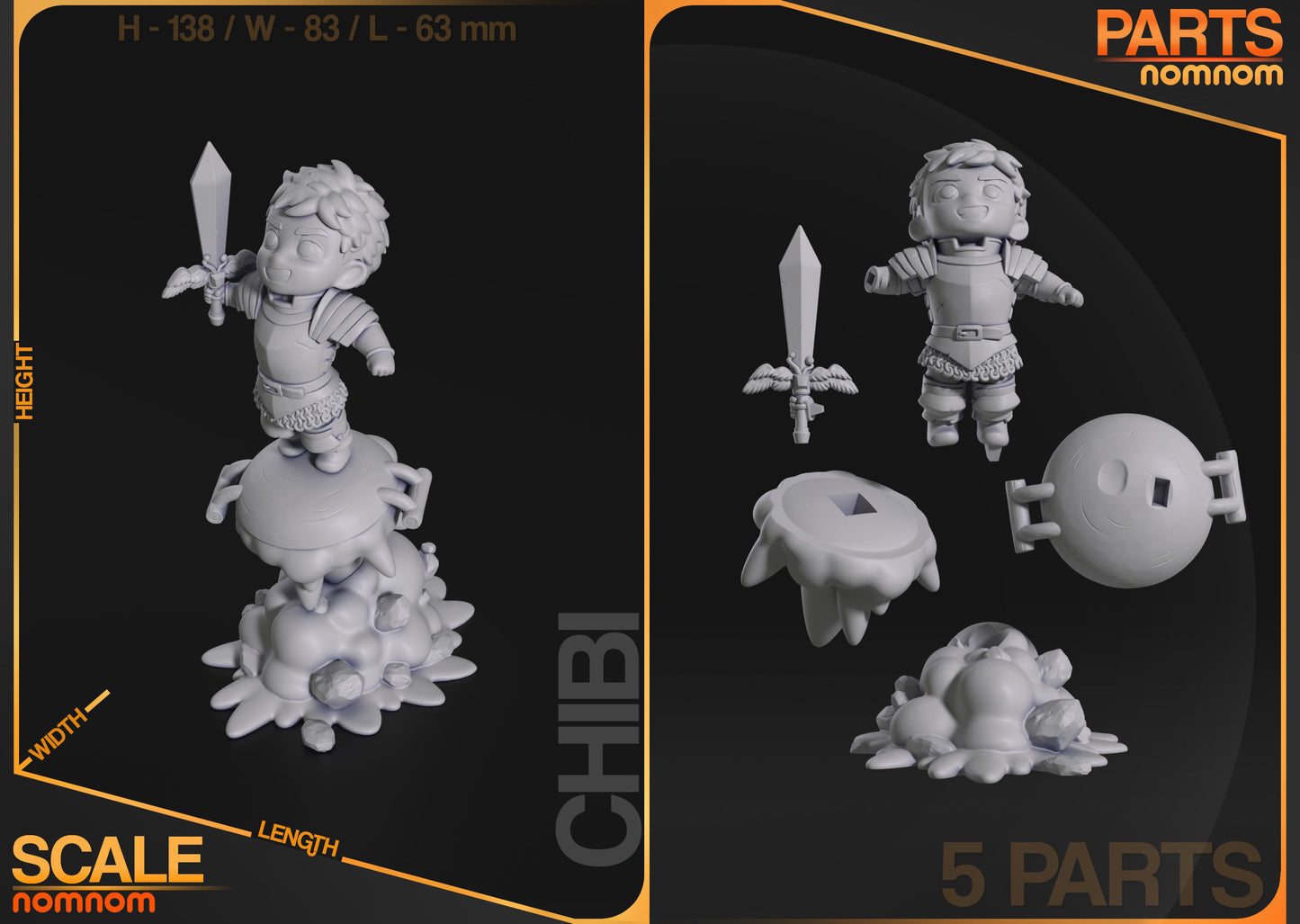Chibi Dungeon Meshi Set | 4 Resin Model Kits | DIY DND Fantasy Adventure Party