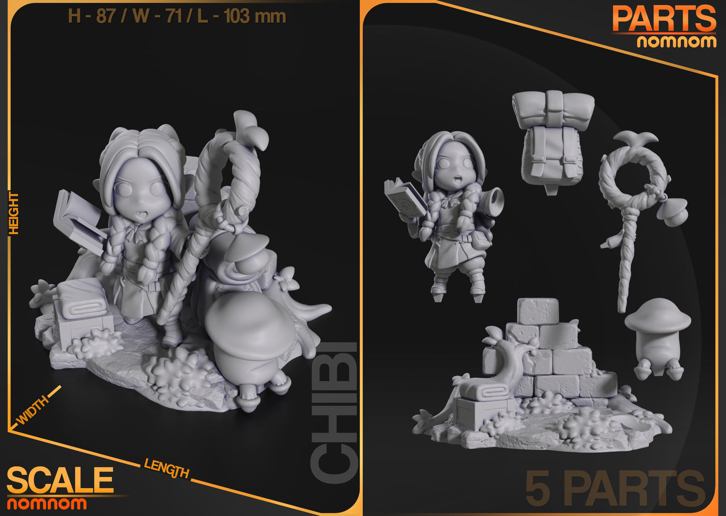 Chibi Dungeon Meshi Set | 4 Resin Model Kits | DIY DND Fantasy Adventure Party