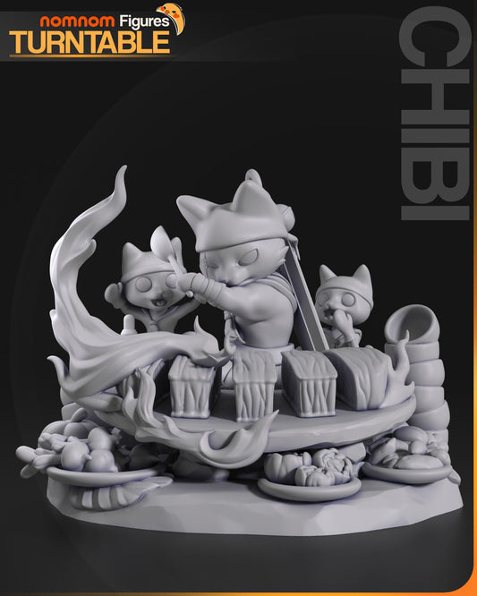 Chibi Meowscular Chef | 3" Resin Model Kit | DIY Monster Hunter Feline Chef