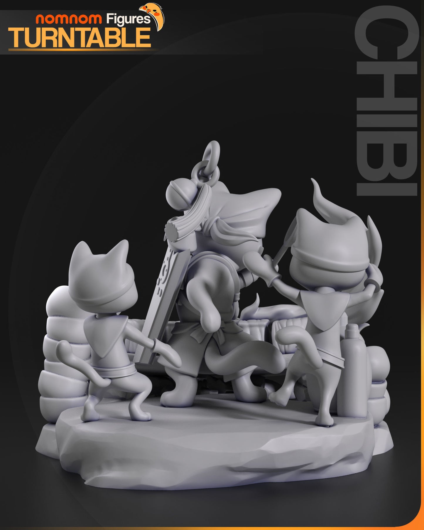 Chibi Meowscular Chef | 3" Resin Model Kit | DIY Monster Hunter Feline Chef