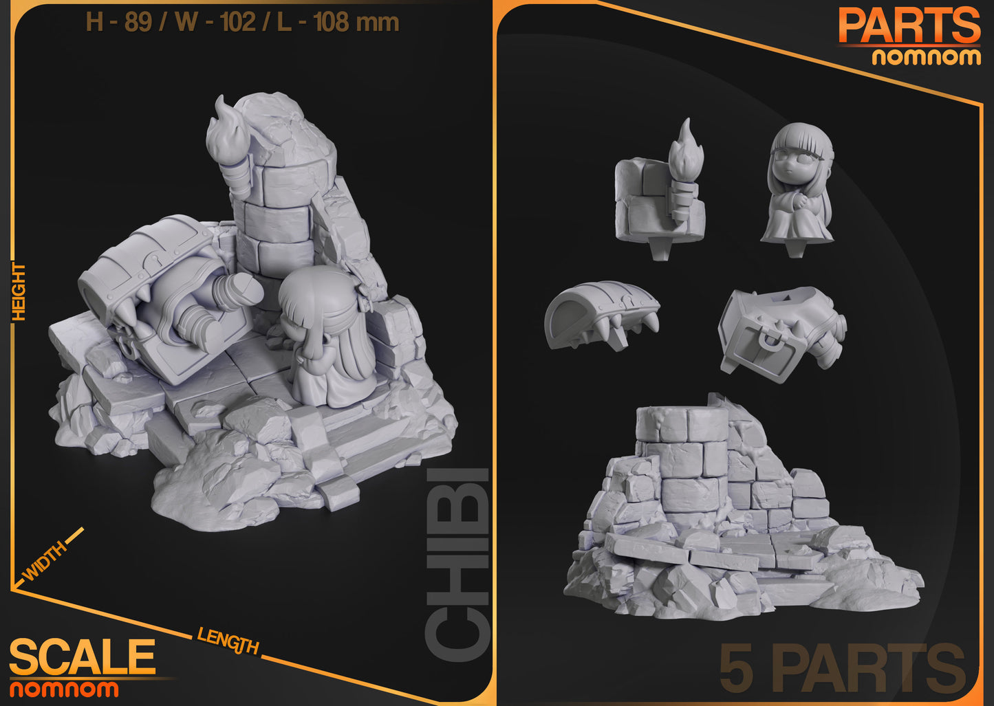 Chibi Mimic Chest x Frieren | 3.5" Resin Model Kit | DIY DND Fantasy Crossover
