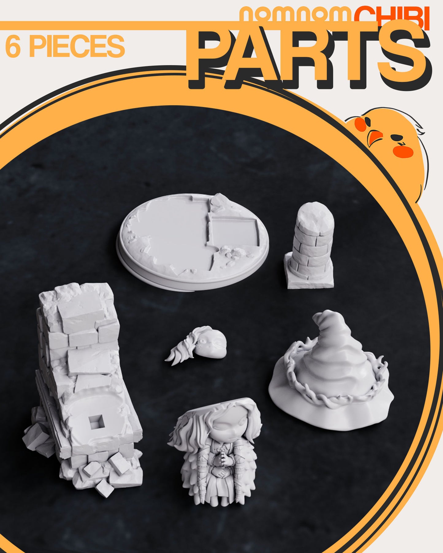 Chibi Ranni | 3" Resin Model Kit | DIY Elden Ring Goddess of the Dark Moon