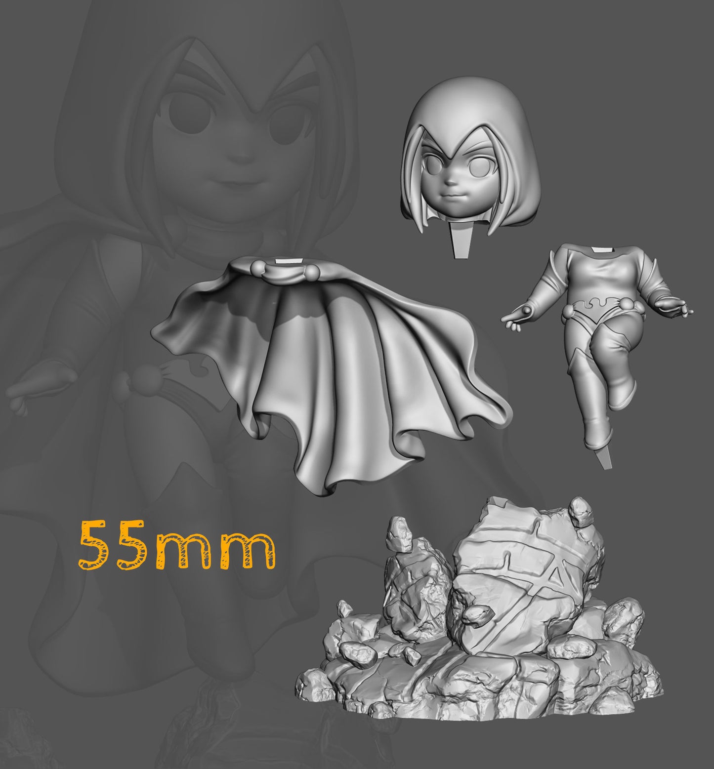 Chibi Raven | 2" Resin Model Kit | DIY Teen Titans Sorceress