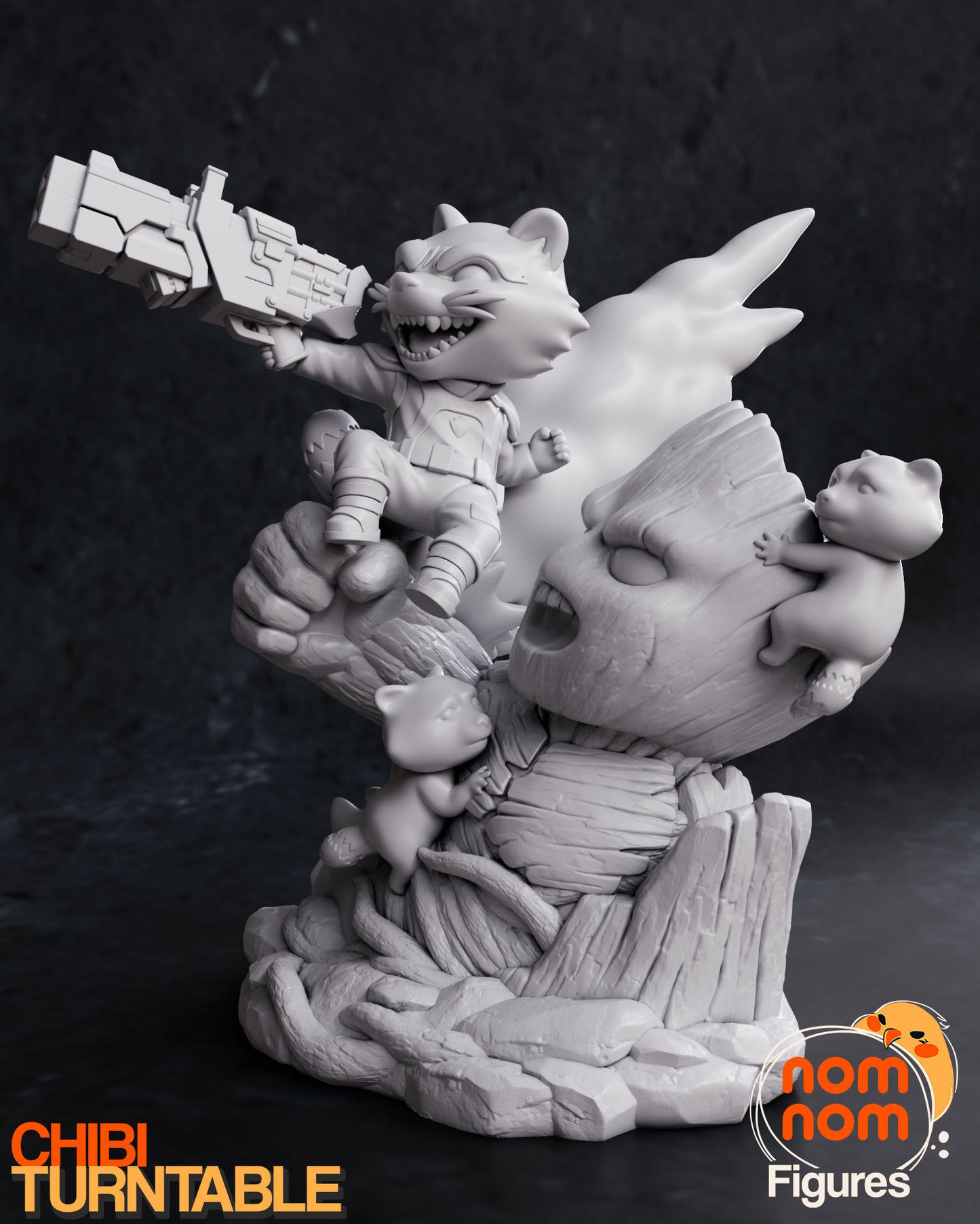 Chibi Rocket & Groot | 4" Resin Model Kit | DIY Guardians of the Galaxy Duo