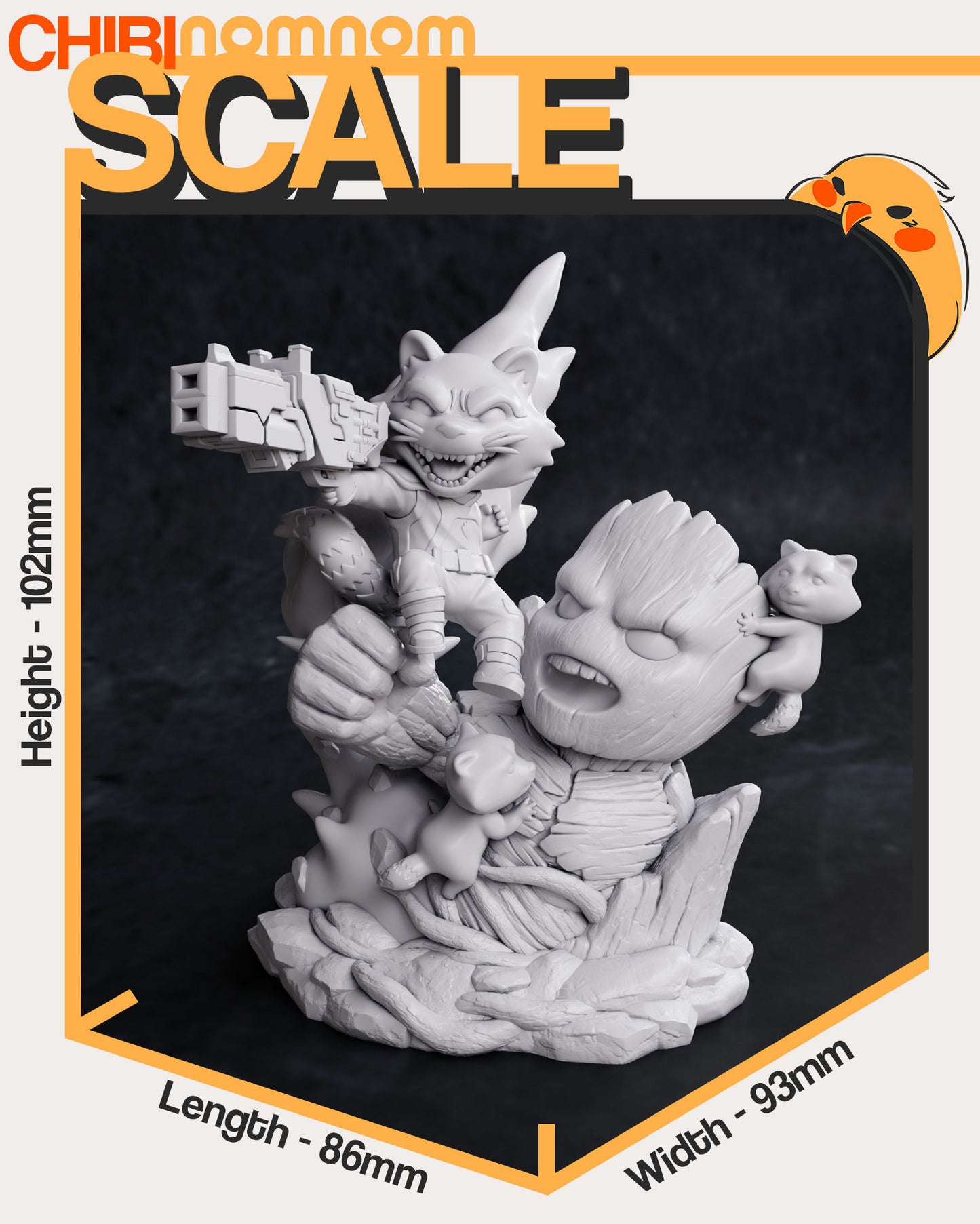 Chibi Rocket & Groot | 4" Resin Model Kit | DIY Guardians of the Galaxy Duo