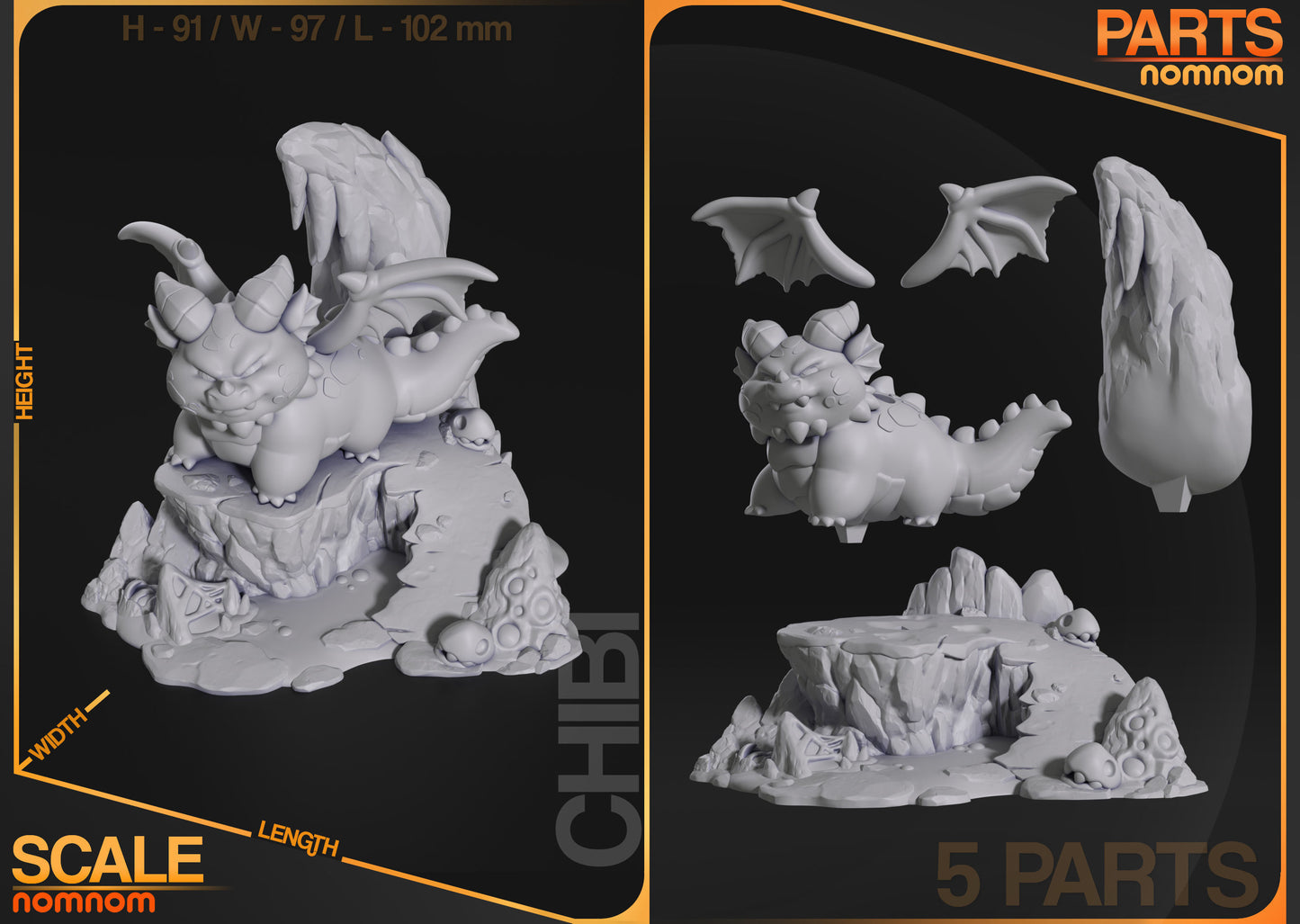 Chibi Themberchaud | 3.5" Resin Model Kit | DIY DND Red Dragon