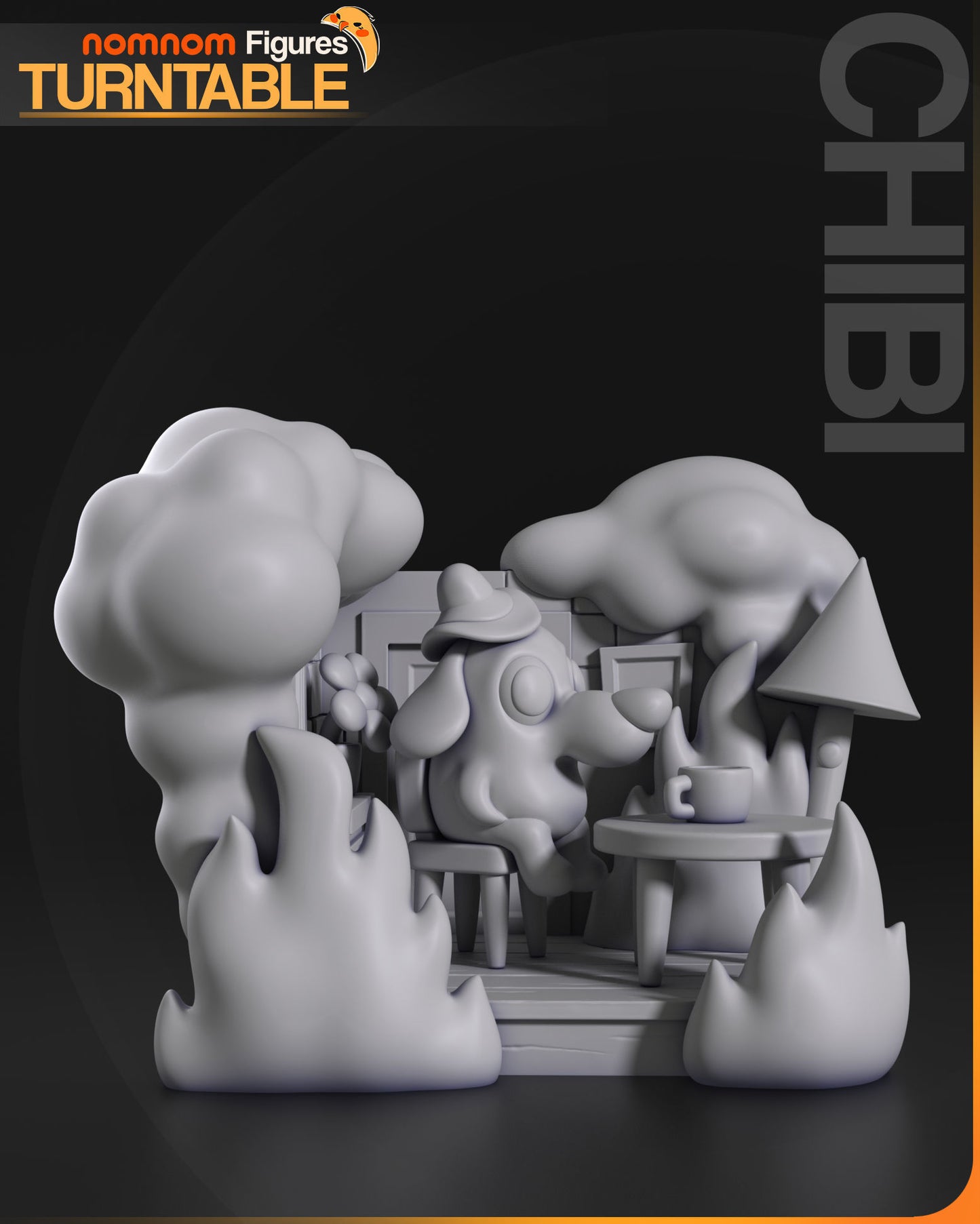 Chibi This is Fine Meme | 3" Resin Model Kit | DIY Meme Character Scene
