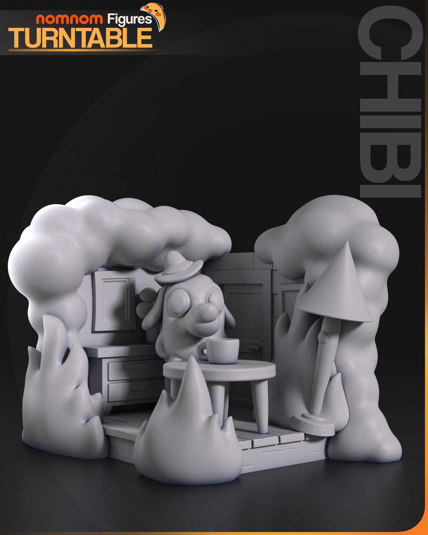 Chibi This is Fine Meme | 3" Resin Model Kit | DIY Meme Character Scene