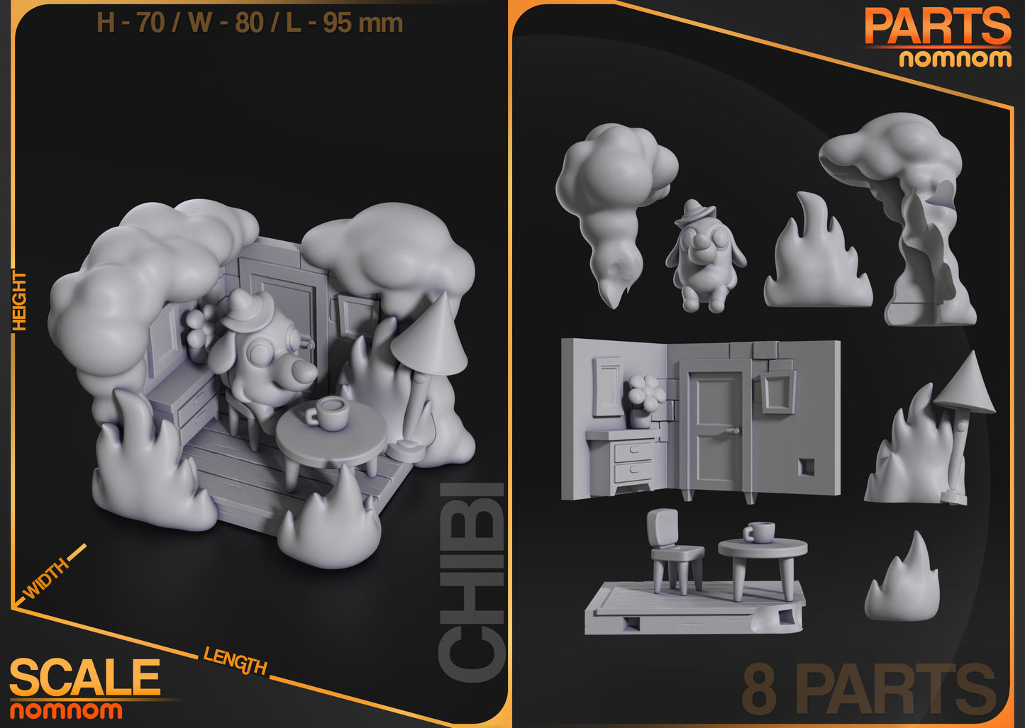 Chibi This is Fine Meme | 3" Resin Model Kit | DIY Meme Character Scene