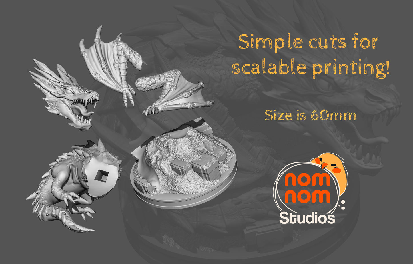Chibi Smaug | 2.5" Resin Model Kit | DIY The Hobbit Dragon on Gold Pile