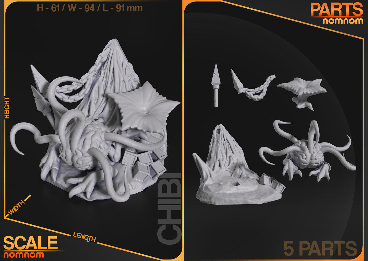 Chibi Us | 2.5-Inch Resin Model Kit | BG3 Baldur's Gate Intellect Devourer Follower