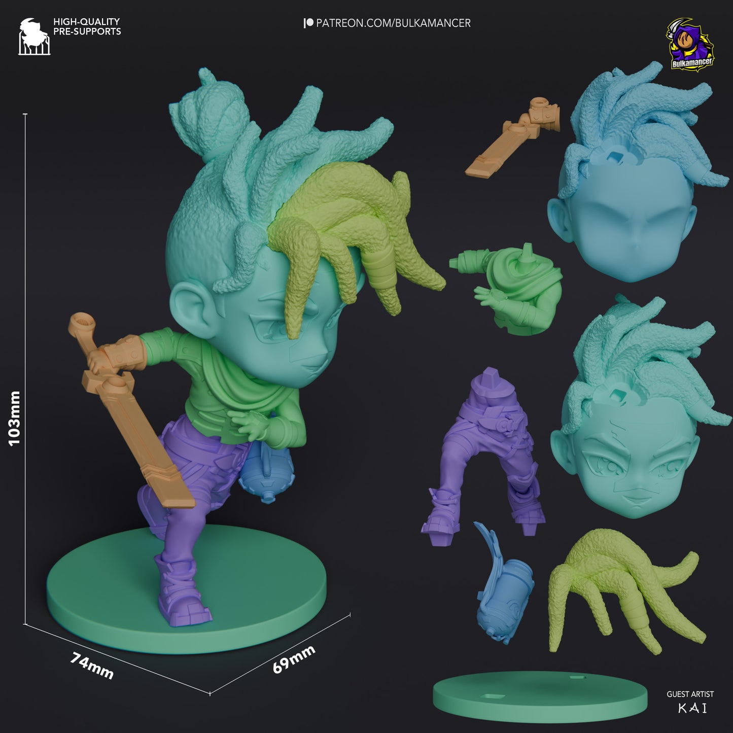 Chibi Ekko | 4-Inch Resin Model Kit | DIY League of Legends Arcane Time-Bender
