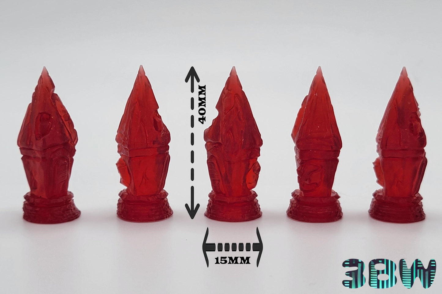 Red Runic Crystals | 28mm Miniature Scenery | Scatter Terrain, Runestones, Objective Markers | D&D - Warhammer 40K - Semi-Transparent
