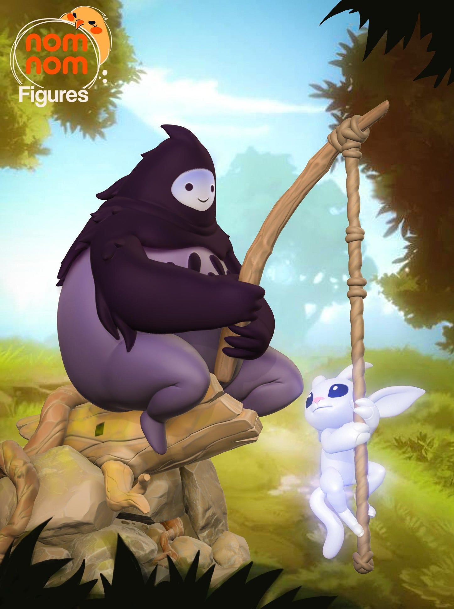 Ori and Naru | 4.5-Inch Resin Model Kit | DIY Fishing in the Blind Forest Scene
