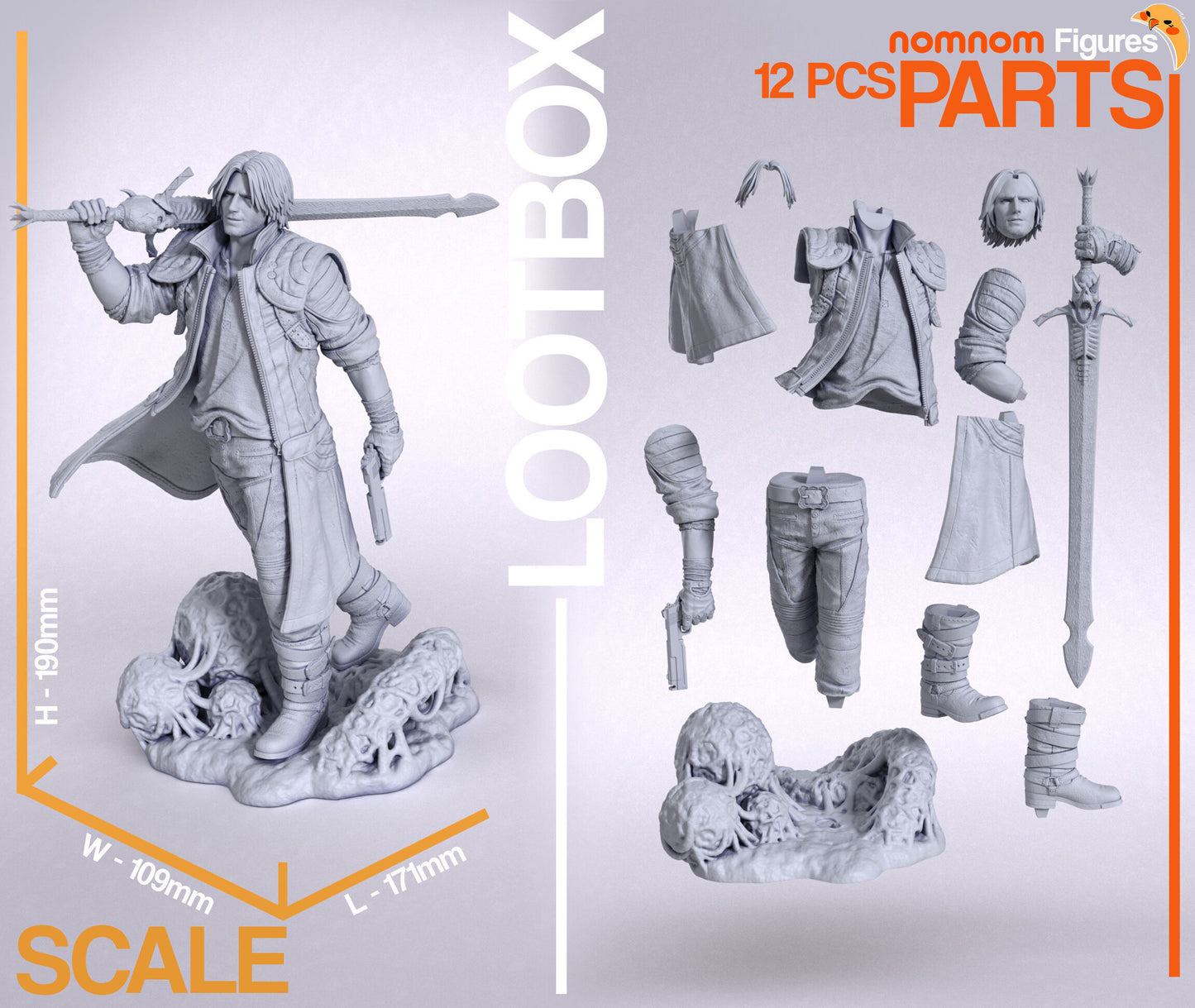 Dante | 7.5" Resin Model Kit | DIY Devil May Cry Demon Hunter
