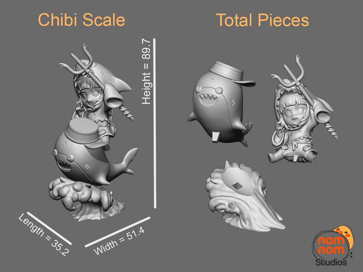 Chibi Gawr Gura | 3.5-Inch Resin Model Kit | DIY Model Kit | Shark Girl