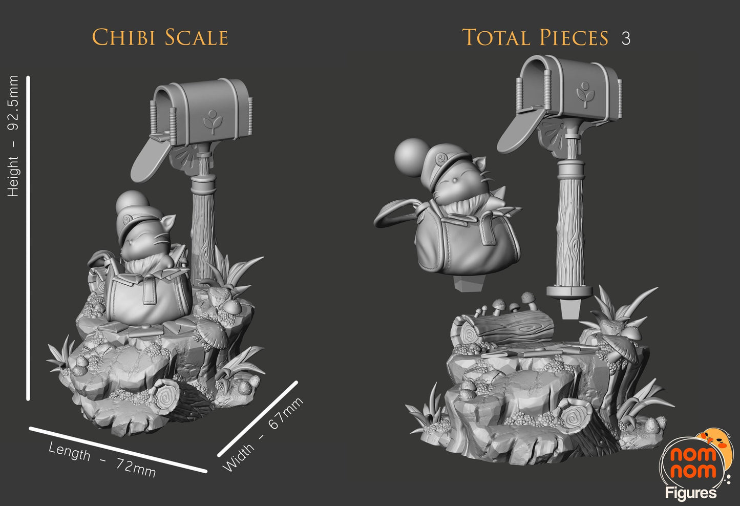 Chibi Mail Moogle | 3.5-Inch Resin Model Kit | DIY Postal Nap Scene Final Fantasy Inspired