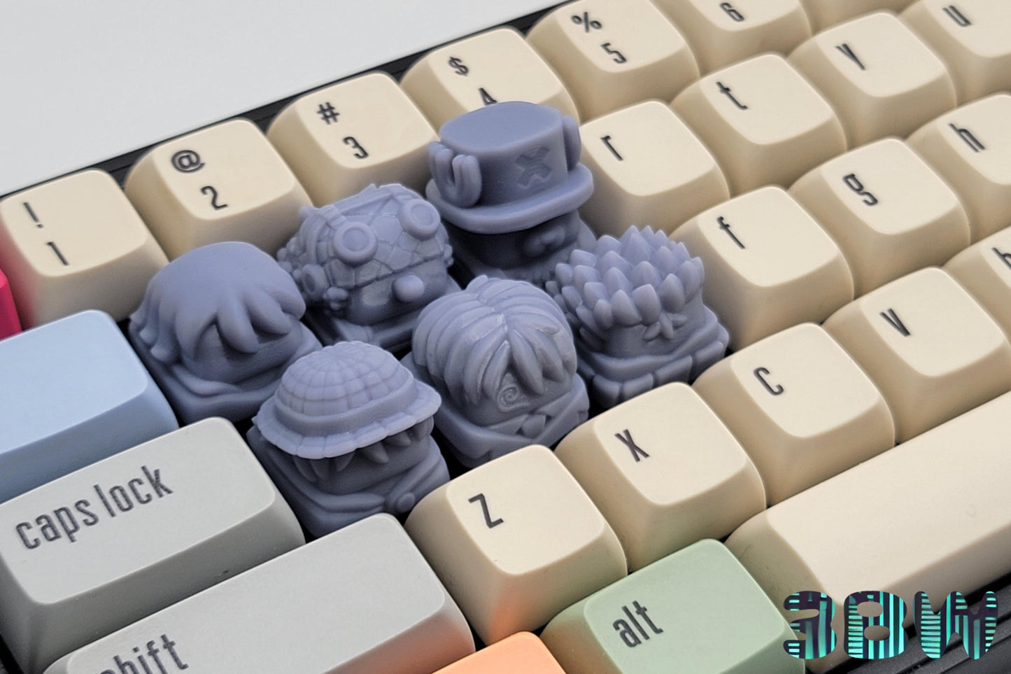 One Piece Keycap Set | Unpainted Resin Artisan Caps | Cherry MX | Luffy, Nami, Sanji, Zoro, Chopper, Usopp