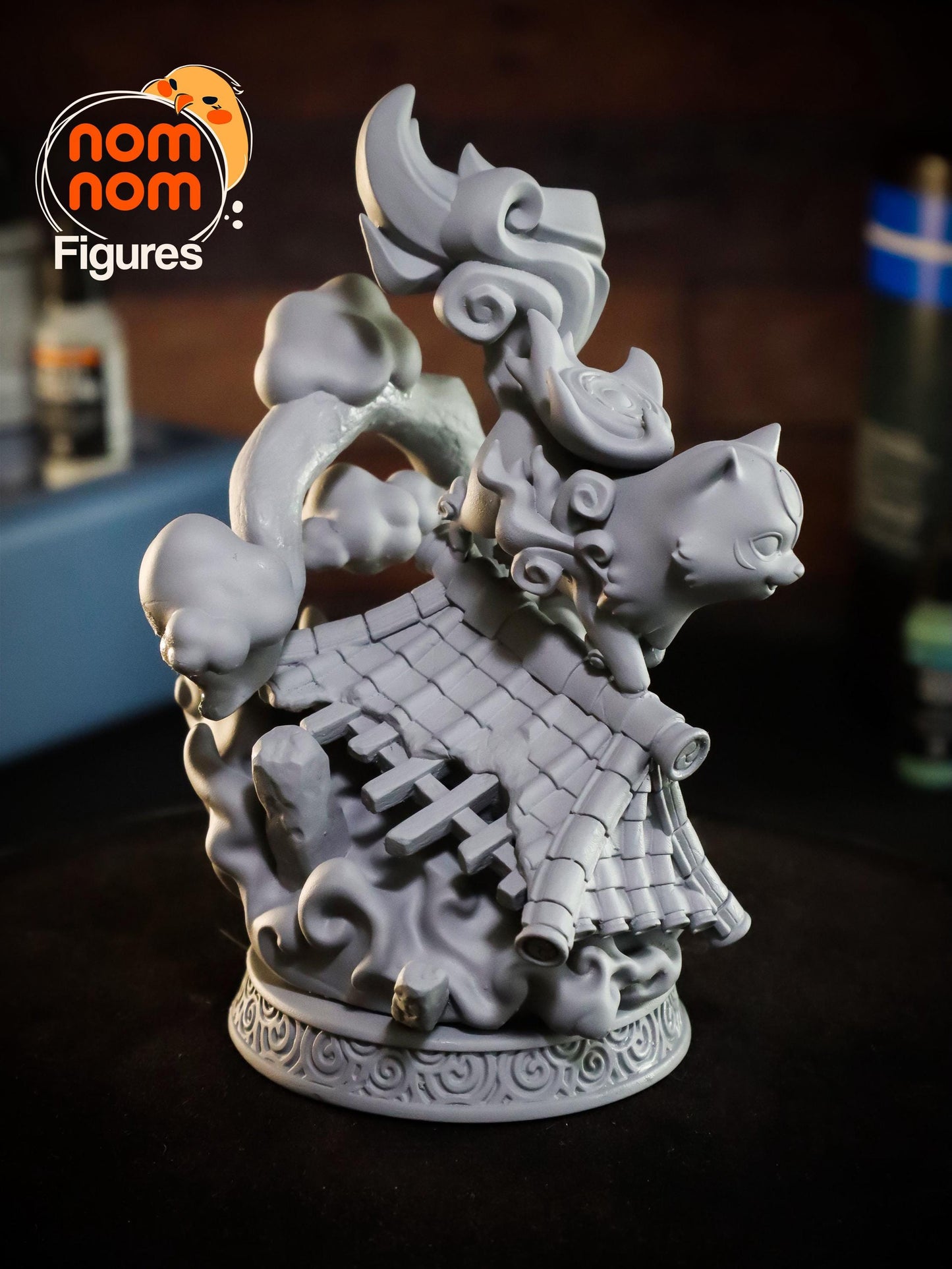 Chibi Amaterasu | 5-Inch Resin Model Kit | DIY Rooftop Pose Inspired by Okami