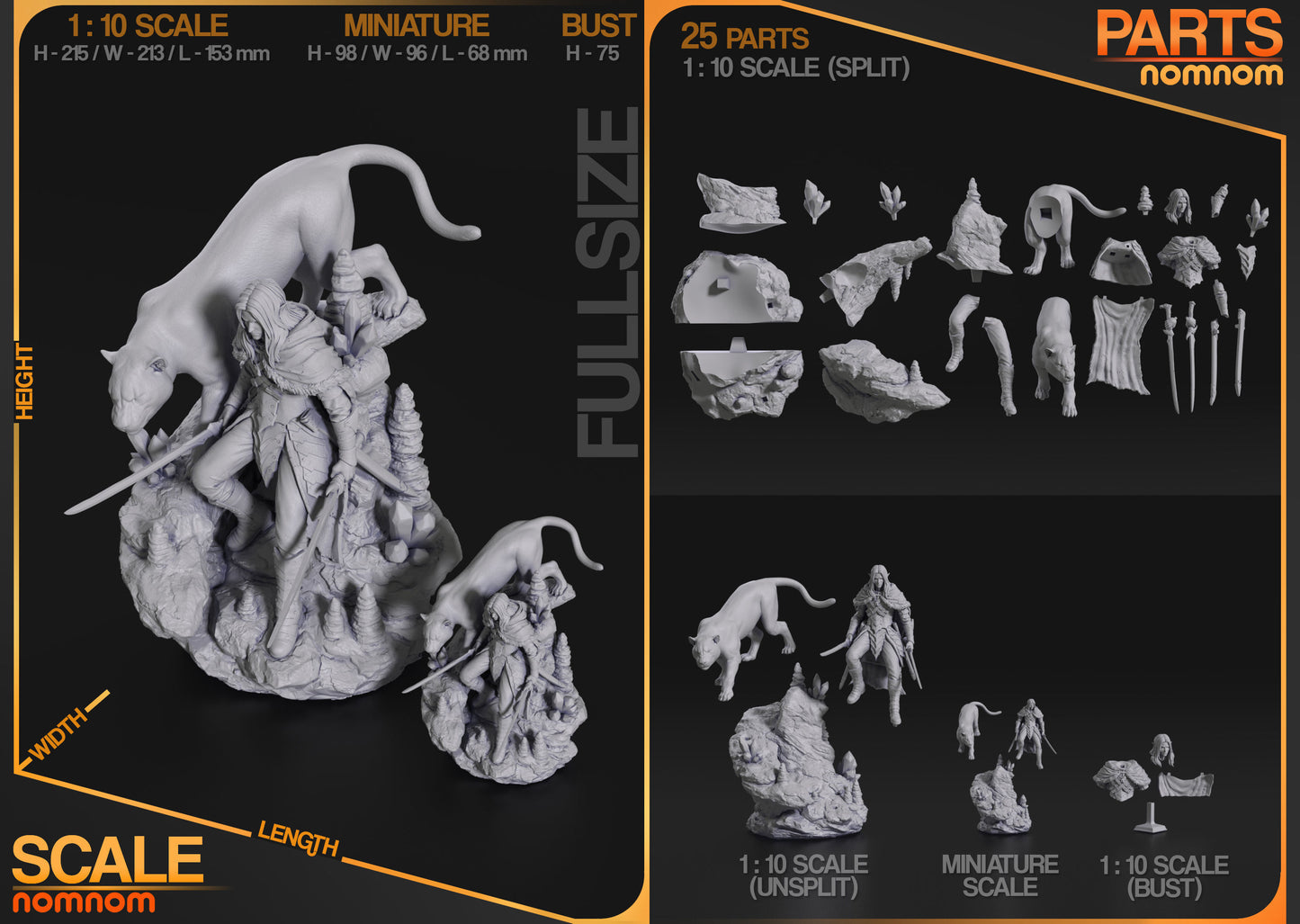 Drizzt Do'Urden | Resin Model or Bust Kit | DIY Baldur’s Gate Dark Elf Hero