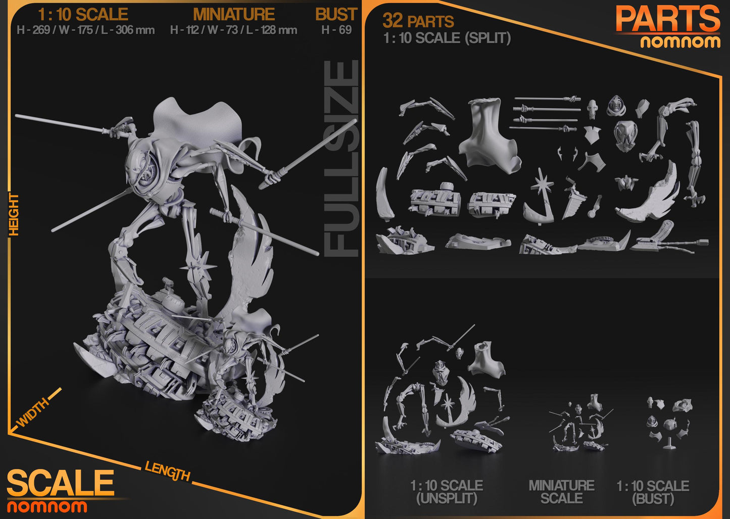 General Grievous | 10.5-Inch Resin Model Kit | DIY Star Wars Scene