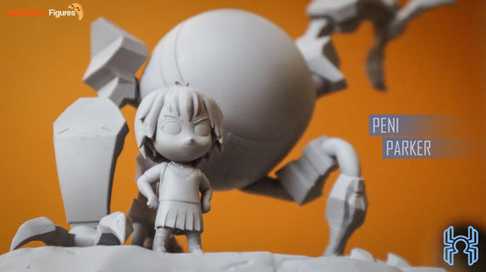 Chibi Peni Parker and SP//dr | Resin Model Kit | DIY Into the Spiderverse Mecha Diorama