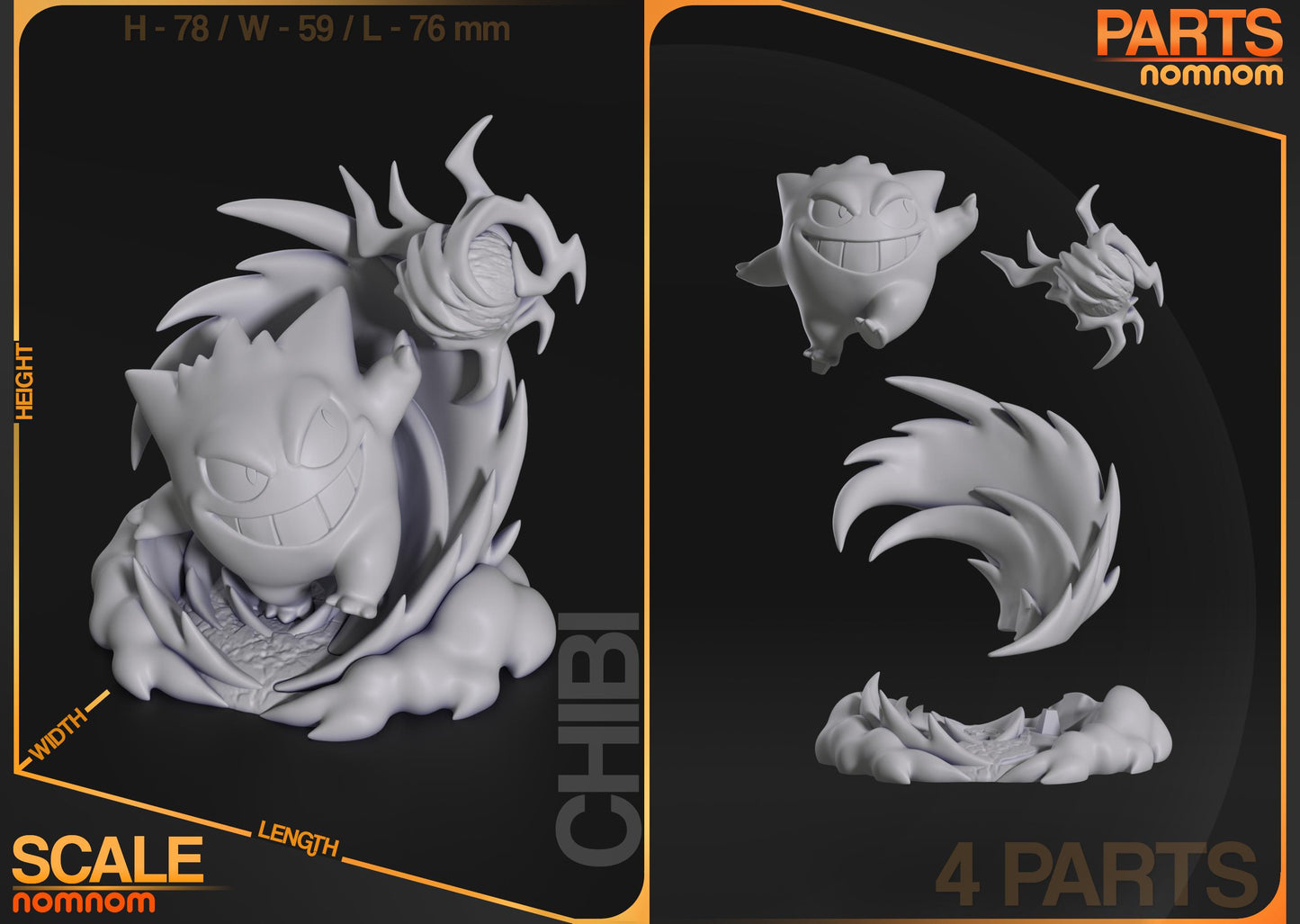 Chibi Gengar | 3-Inch Resin Model Kit | DIY Pokémon Arcane Trickster Scene