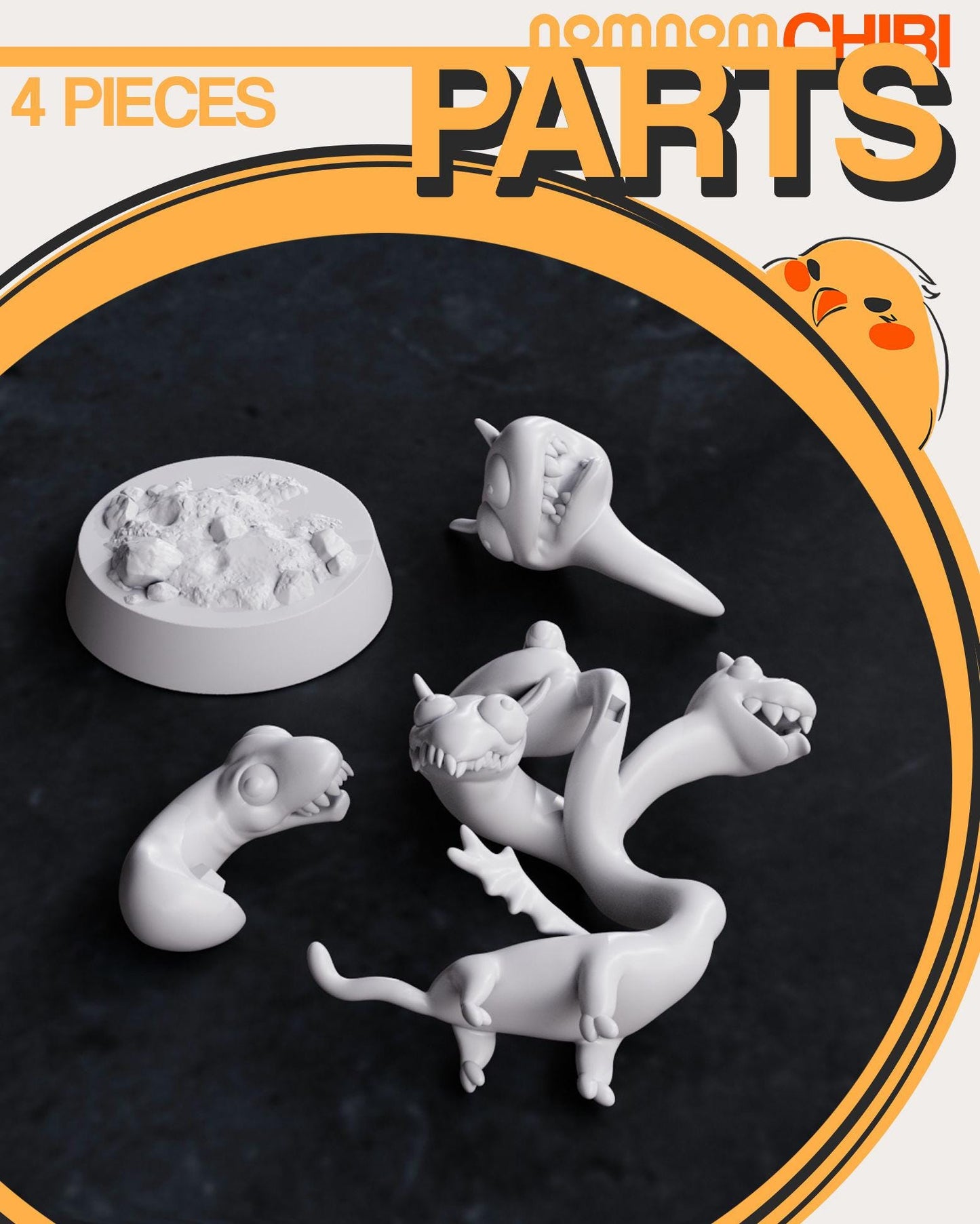 Chibi Derpy Tiamat | 3-Inch  Resin Model Kit | DIY Dungeons and Dragons Dragon God Kit