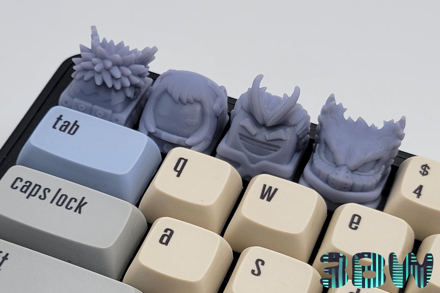 My Hero Academia Keycap Set | Unpainted Resin Artisan Caps | Cherry MX | Bakugo, Uraraka, All Might, Deku