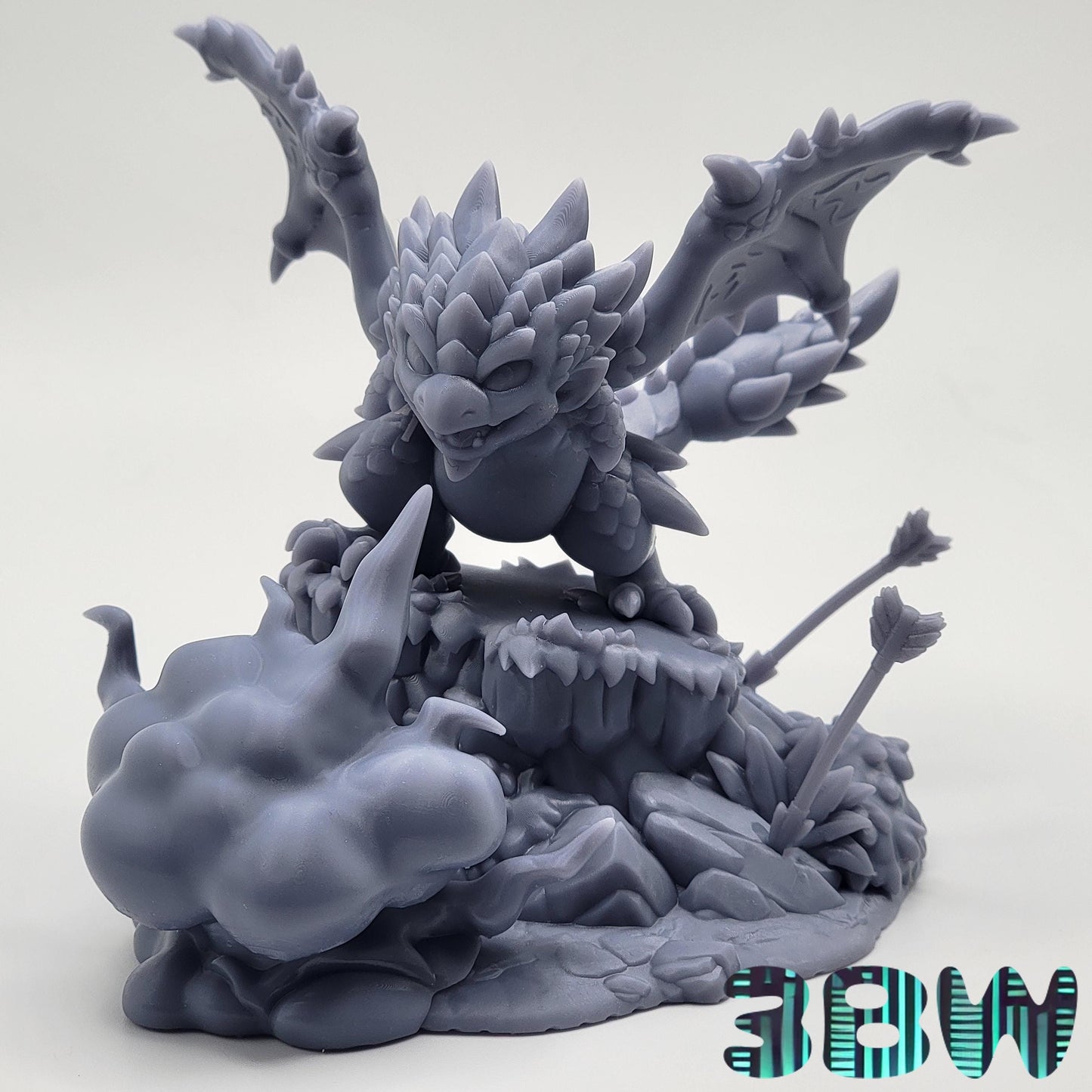 Chibi Rathalos | 3.5-Inch Resin Model Kit  | DIY Monster Hunter Fire Wyvern/Dragon Breathing Fire Scene