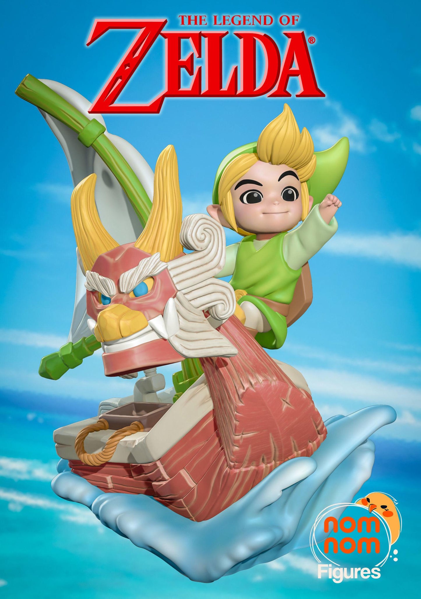 Chibi Wind Waker Link | 3.5-Inch  Resin Model Kit | DIY King of Red Lions Sailing Scene