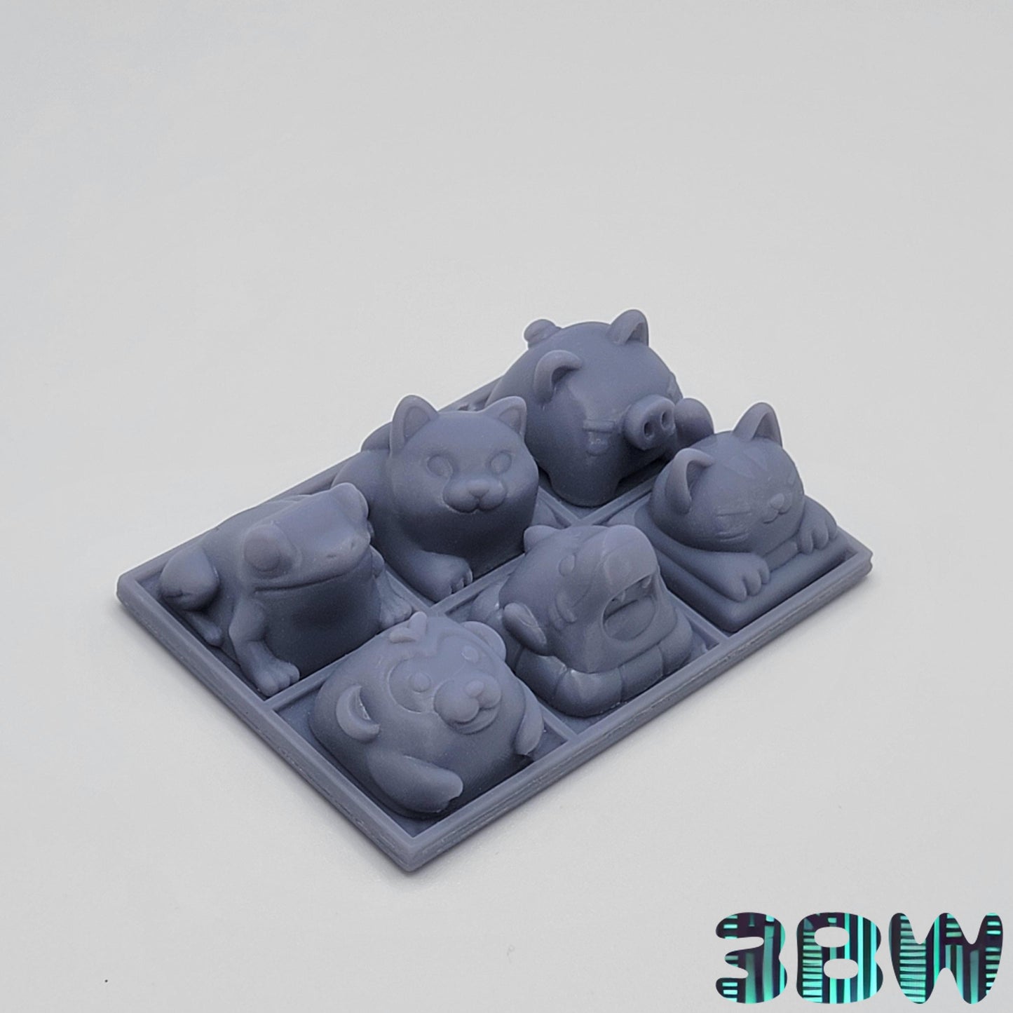 Chibi Animal Keycap Set | Unpainted Resin Artisan Caps | Cherry MX | Frog, Duck, Cat, Shark, Monkey, Pig
