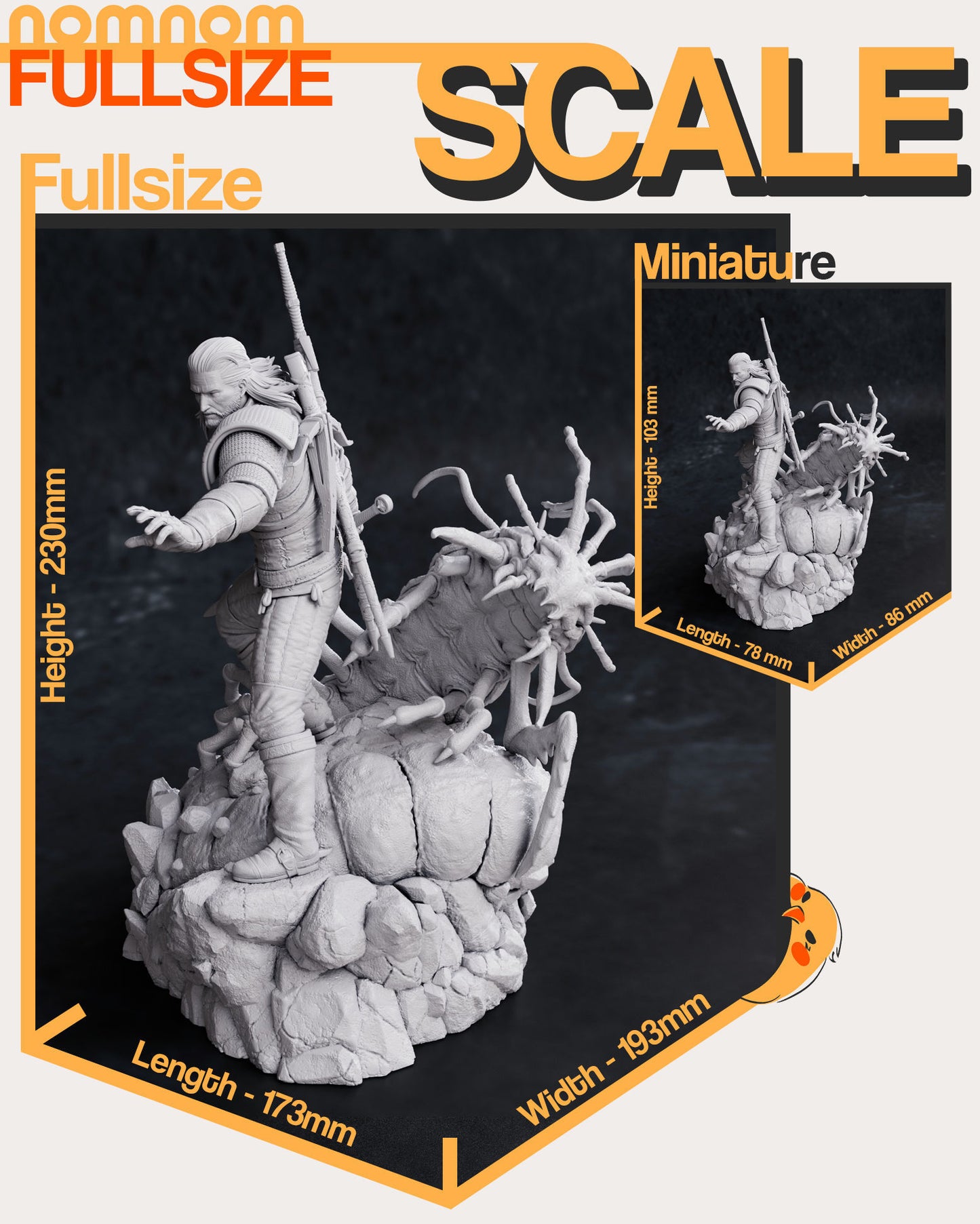 Geralt | 9-Inch Resin Model Kit | DIY Witcher White Wolf Monster Hunter