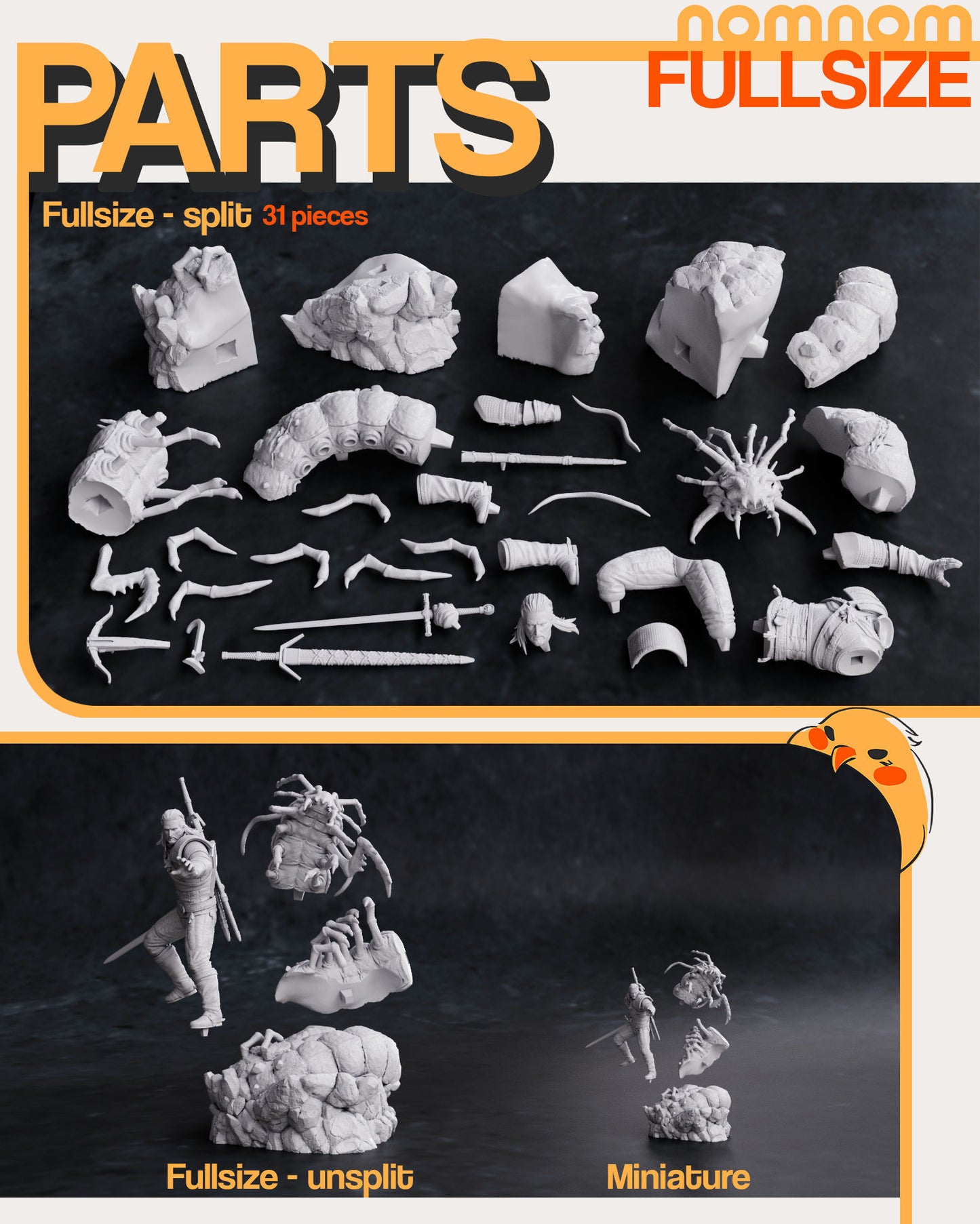 Geralt | 9-Inch Resin Model Kit | DIY Witcher White Wolf Monster Hunter