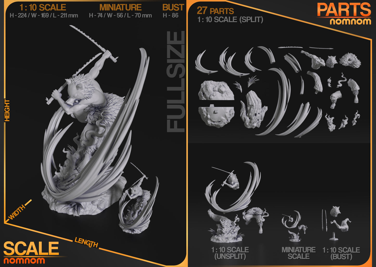 Inosuke Hashibira | Resin Model or Bust Kit | DIY Demon Slayer Beast Breather