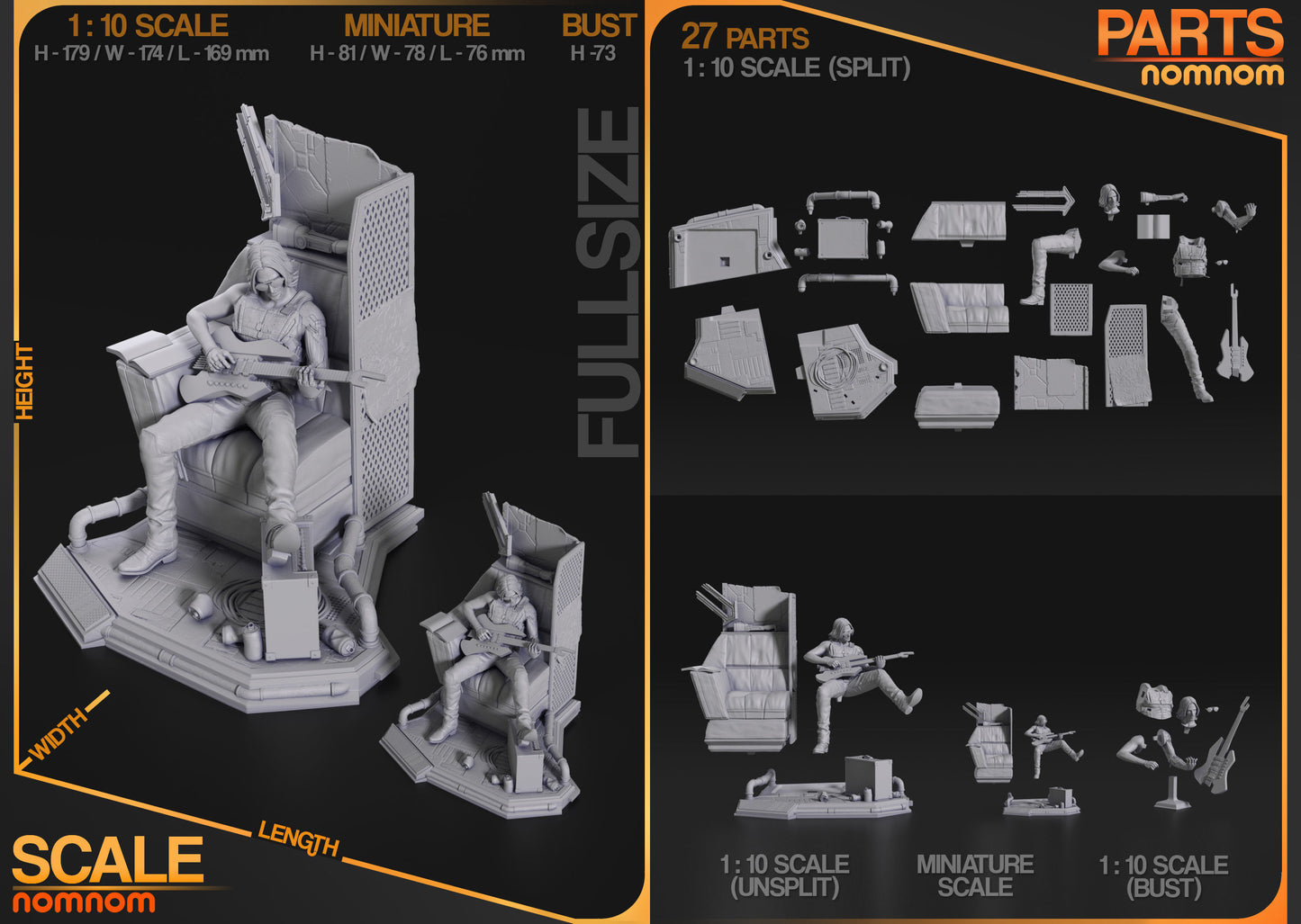 Johnny Silverhand | Resin Model or Bust Kit | DIY Cyberpunk 2077 Rockerboy Rebel
